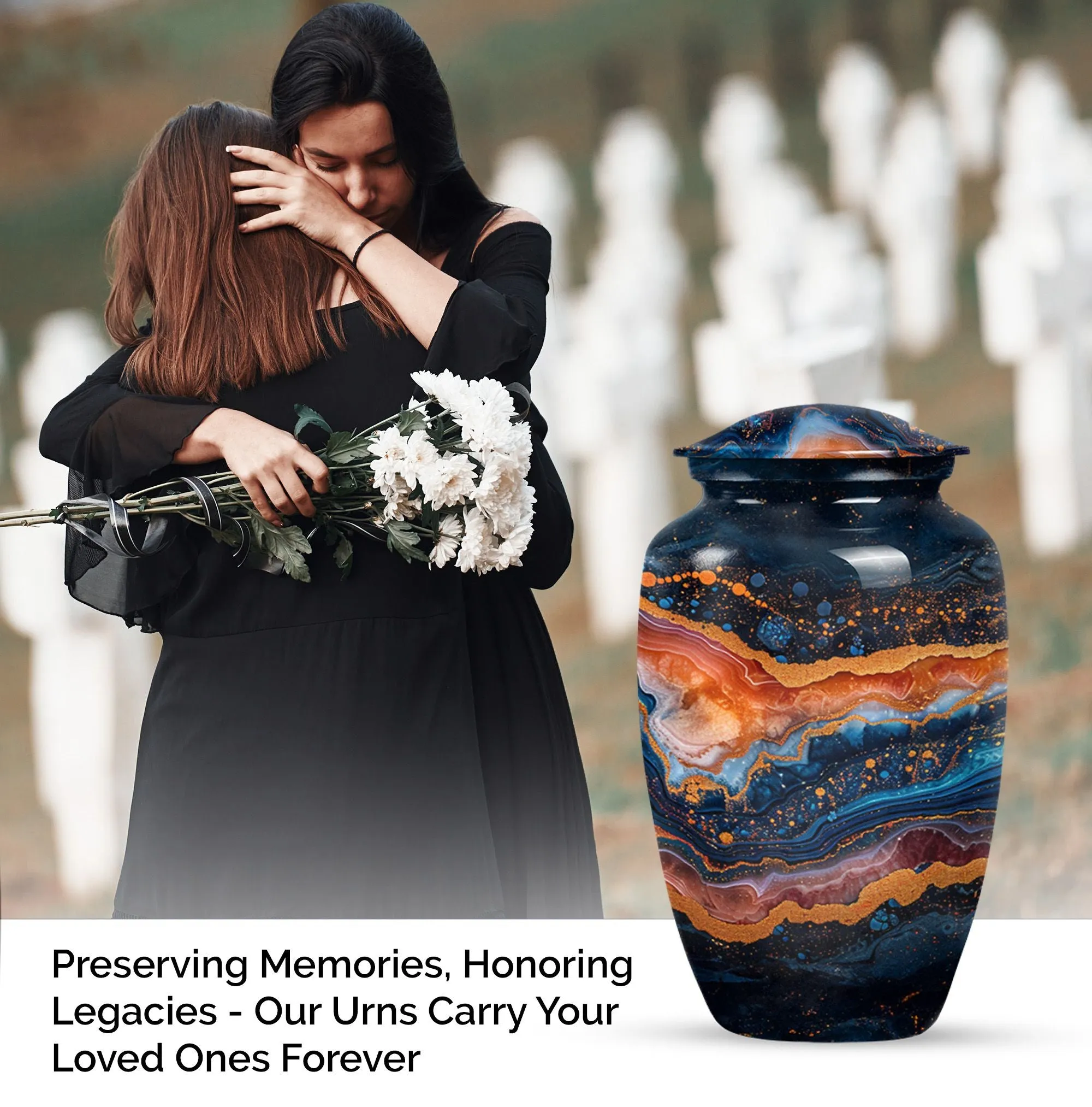 Abstract Elegance: Resilient Aluminum Abstract Urn