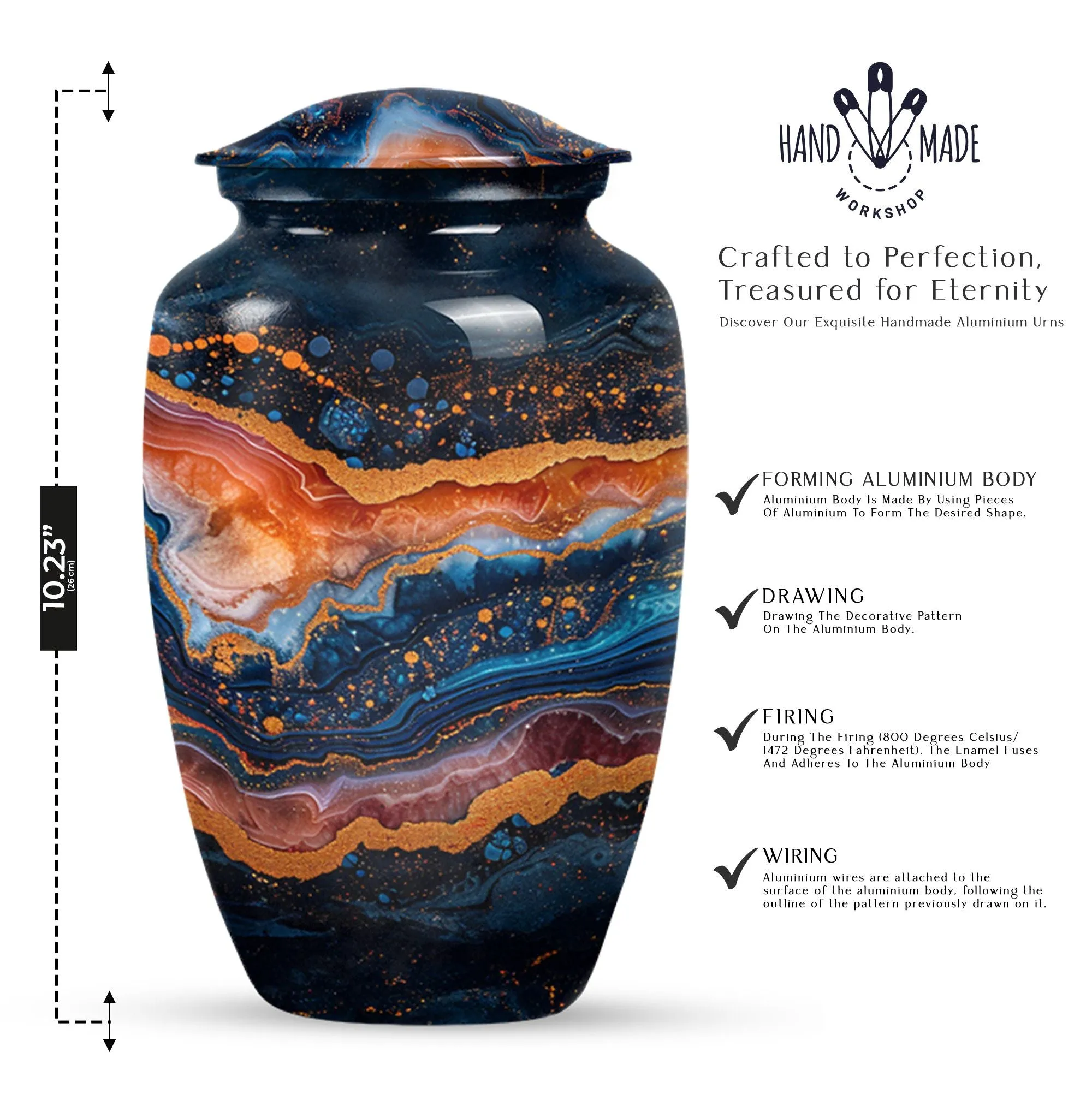Abstract Elegance: Resilient Aluminum Abstract Urn