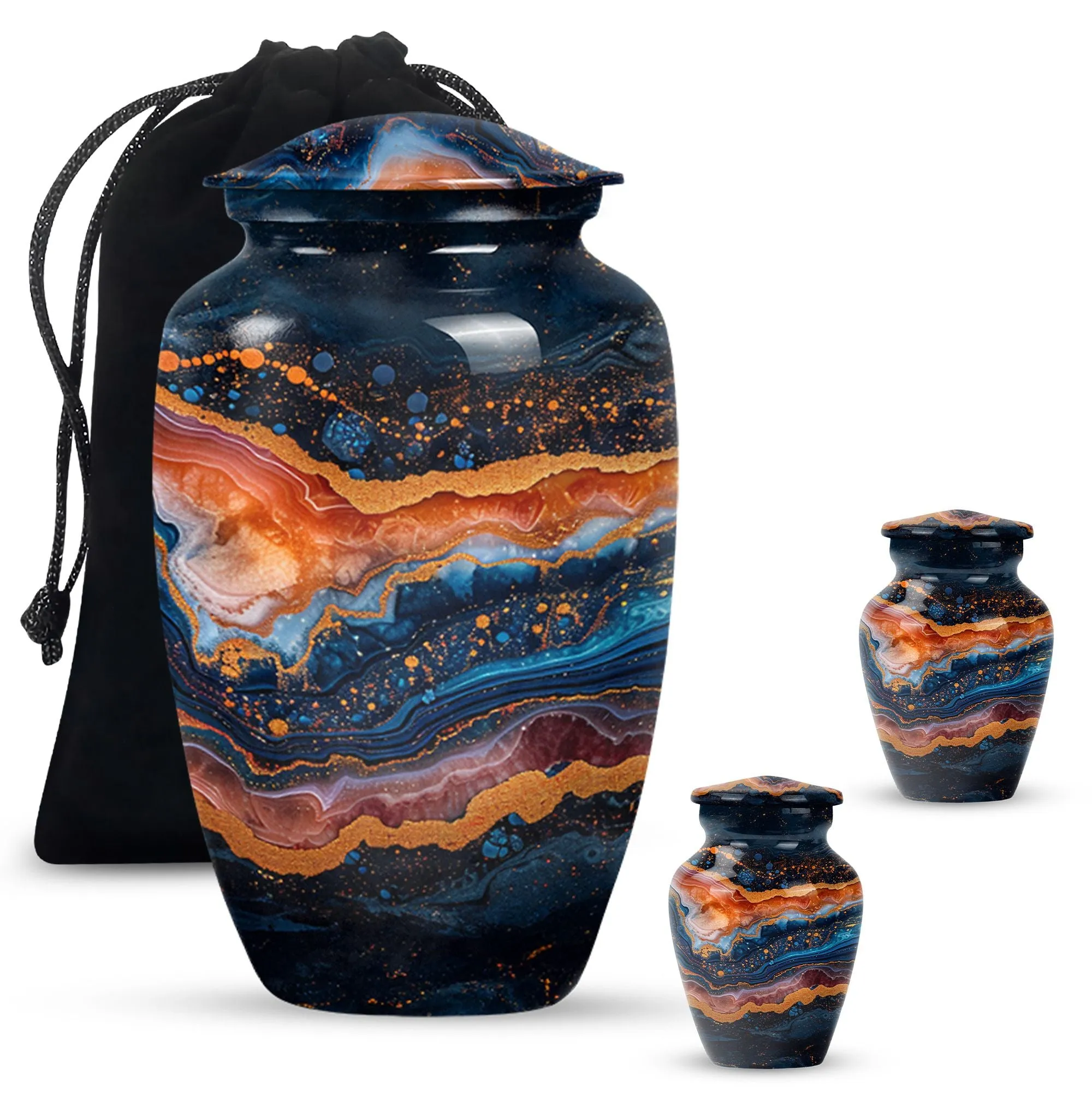 Abstract Elegance: Resilient Aluminum Abstract Urn