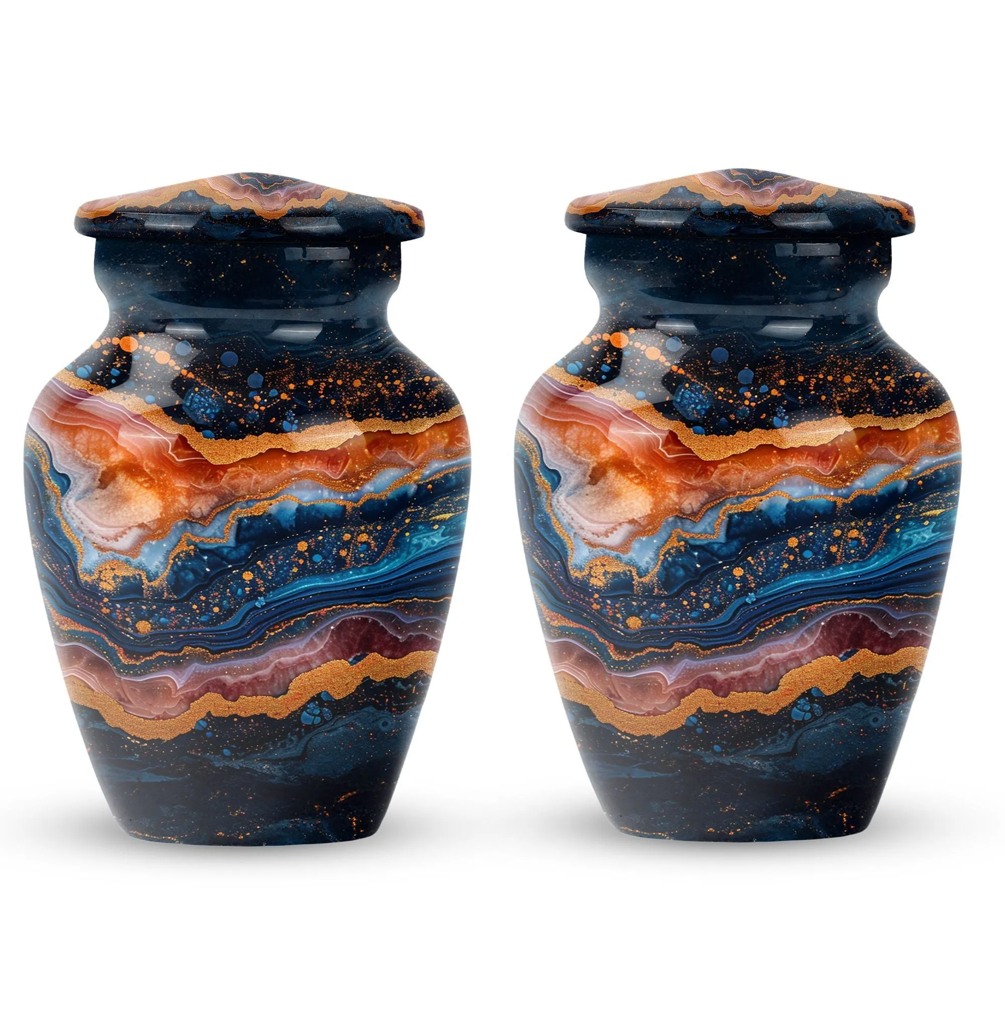 Abstract Elegance: Resilient Aluminum Abstract Urn