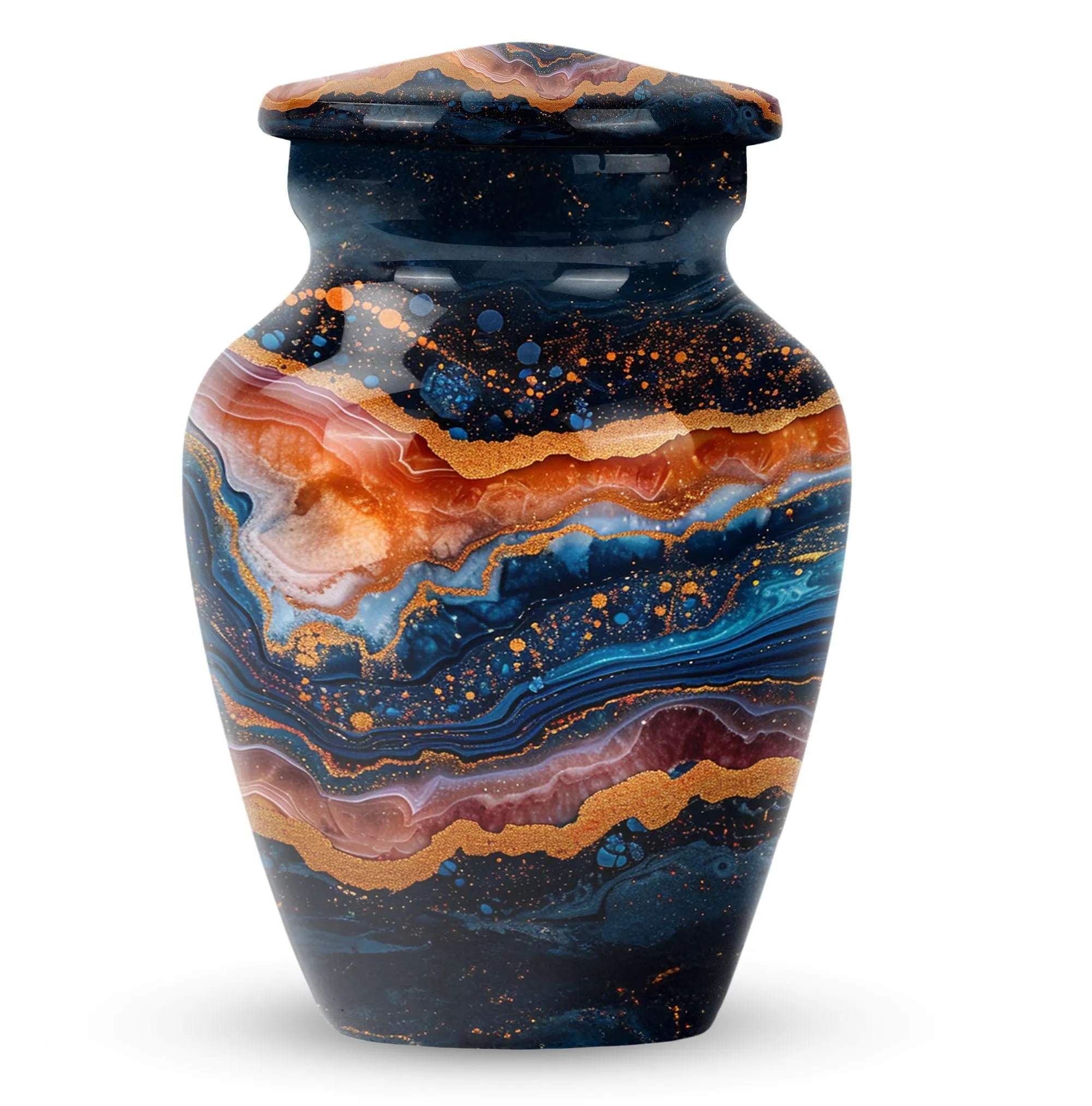 Abstract Elegance: Resilient Aluminum Abstract Urn