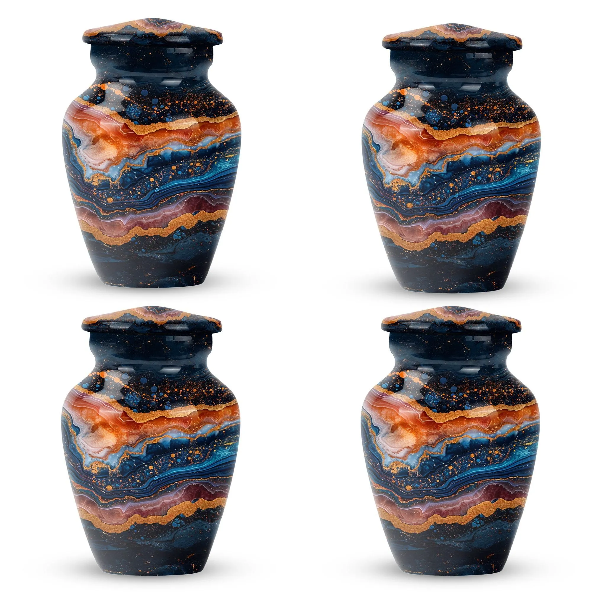 Abstract Elegance: Resilient Aluminum Abstract Urn