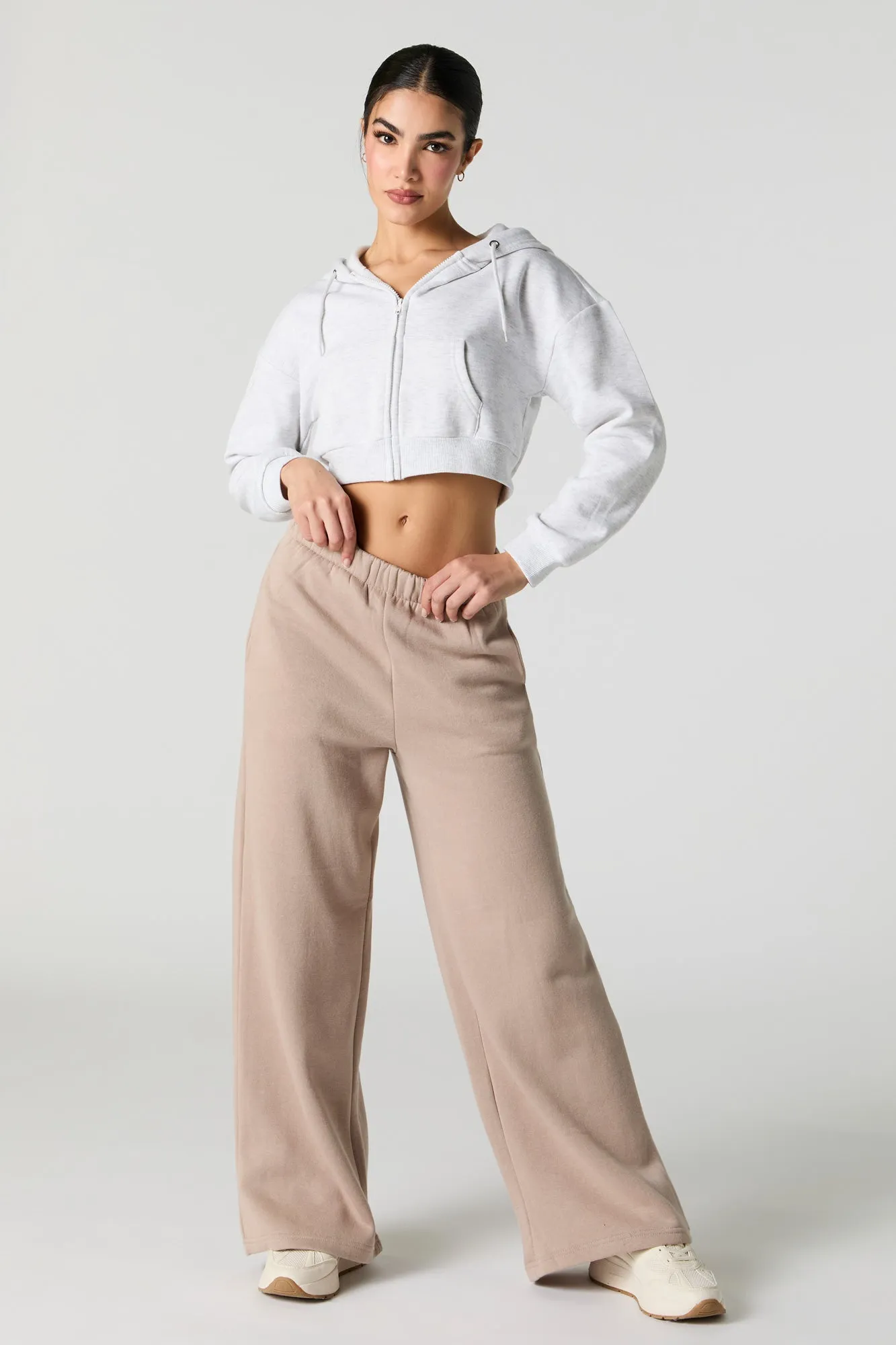 Active Cropped Zip-Up Fleece Hoodie