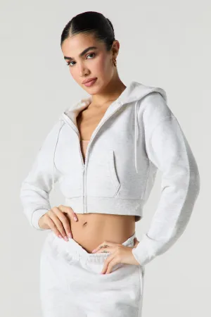 Active Fleece Cropped Zip-Up Hoodie