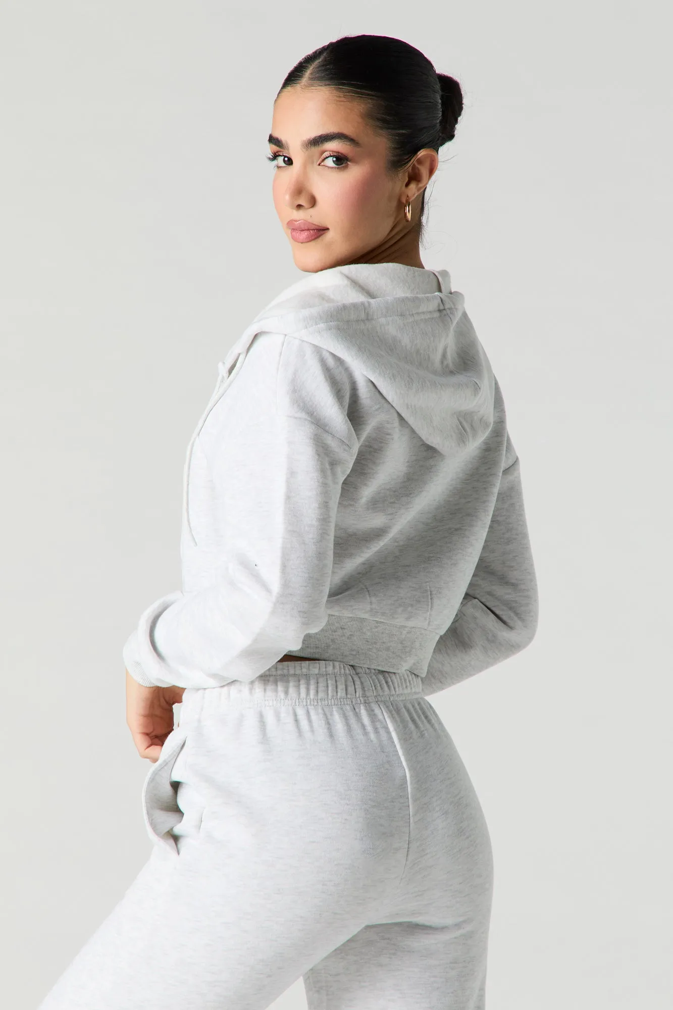 Active Fleece Cropped Zip-Up Hoodie