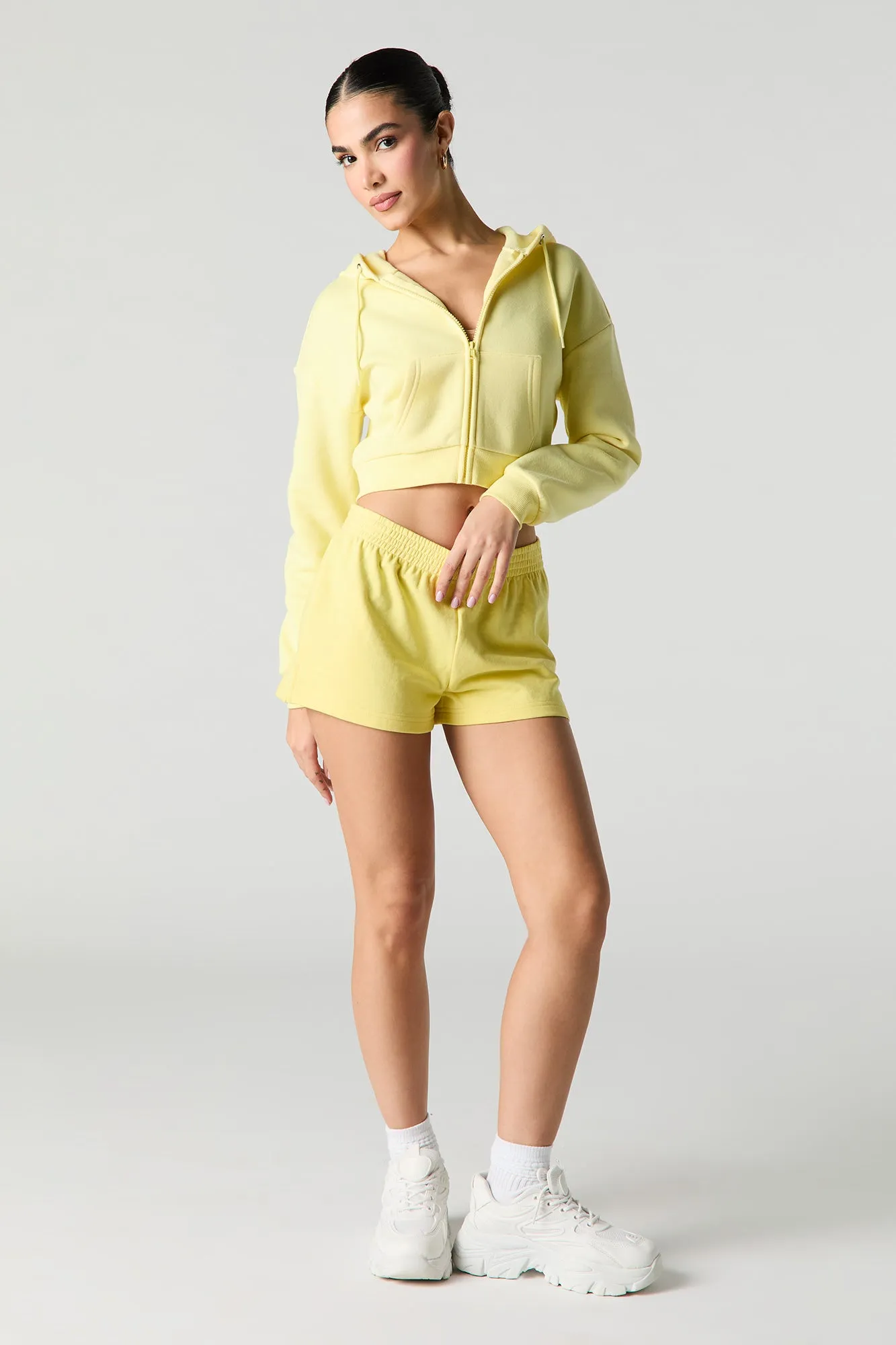 Active Fleece Cropped Zip-Up Hoodie