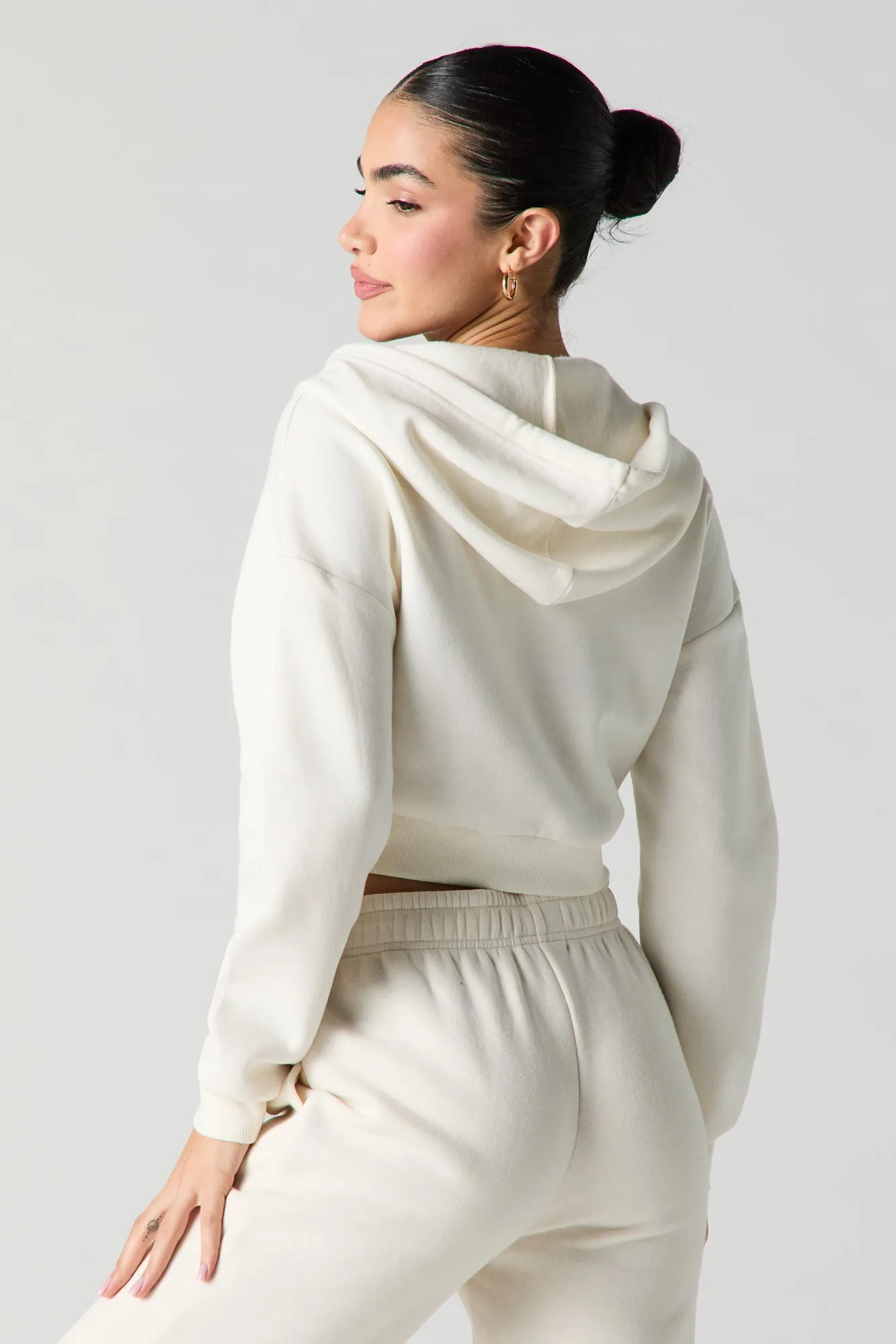 Active Fleece Cropped Zip-Up Hoodie