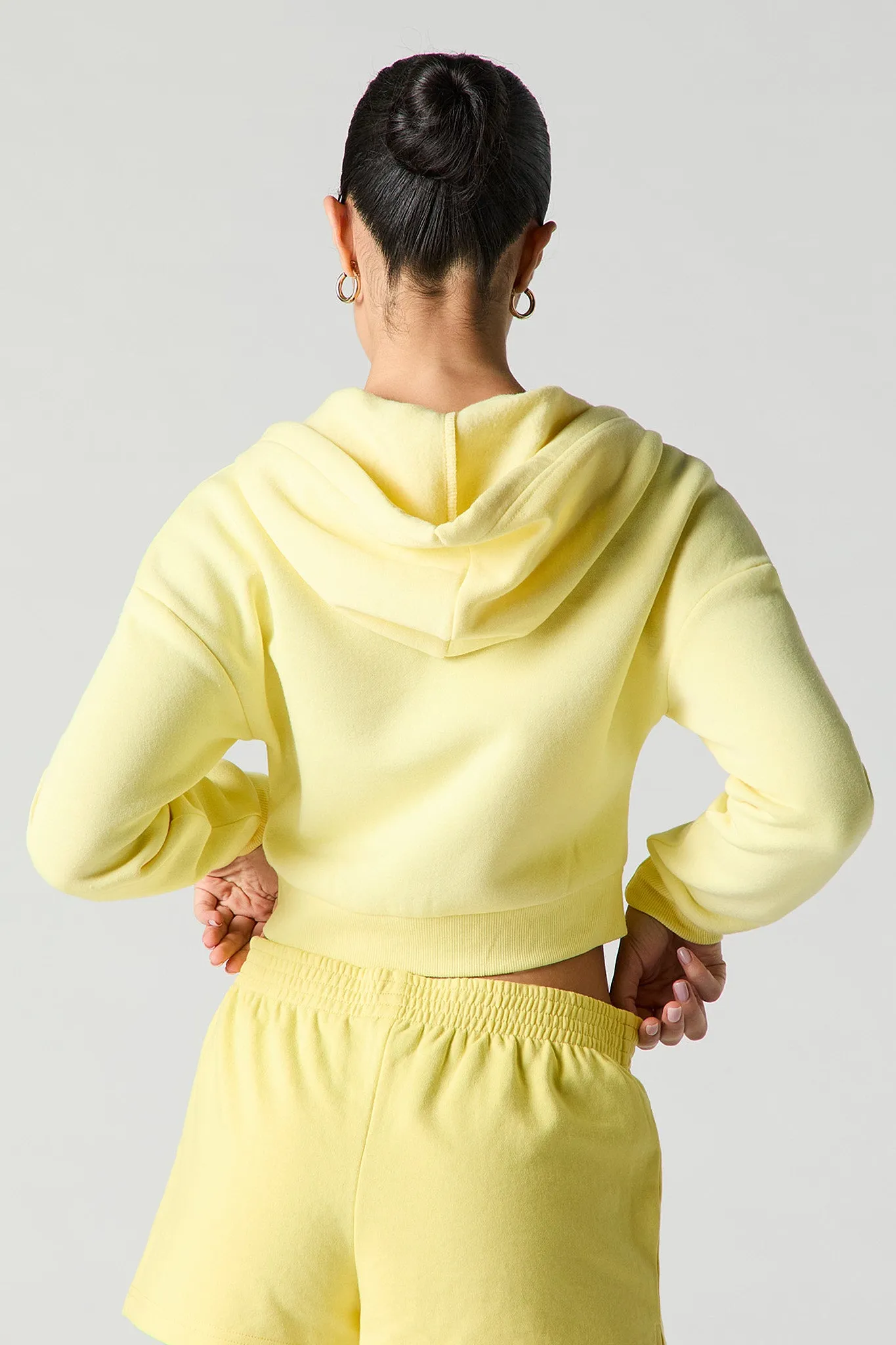 Active Fleece Cropped Zip-Up Hoodie