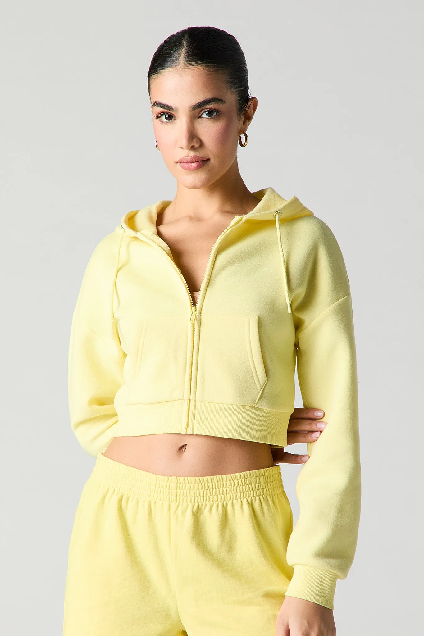 Active Fleece Cropped Zip-Up Hoodie