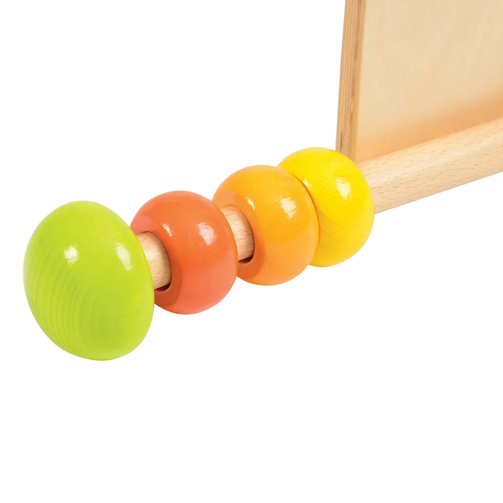 Adjustable Wooden Infant Play Gym with Frog Pull Toy | Perfect for Tummy Time & Floor Play