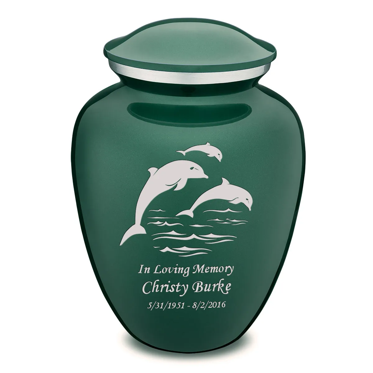 Adult Embrace Green Dolphins Cremation Urn