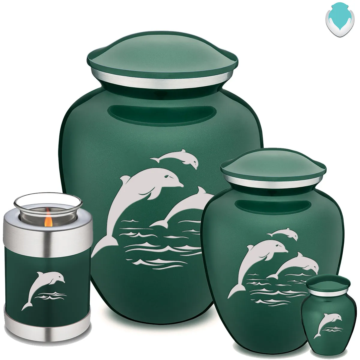Adult Embrace Green Dolphins Cremation Urn