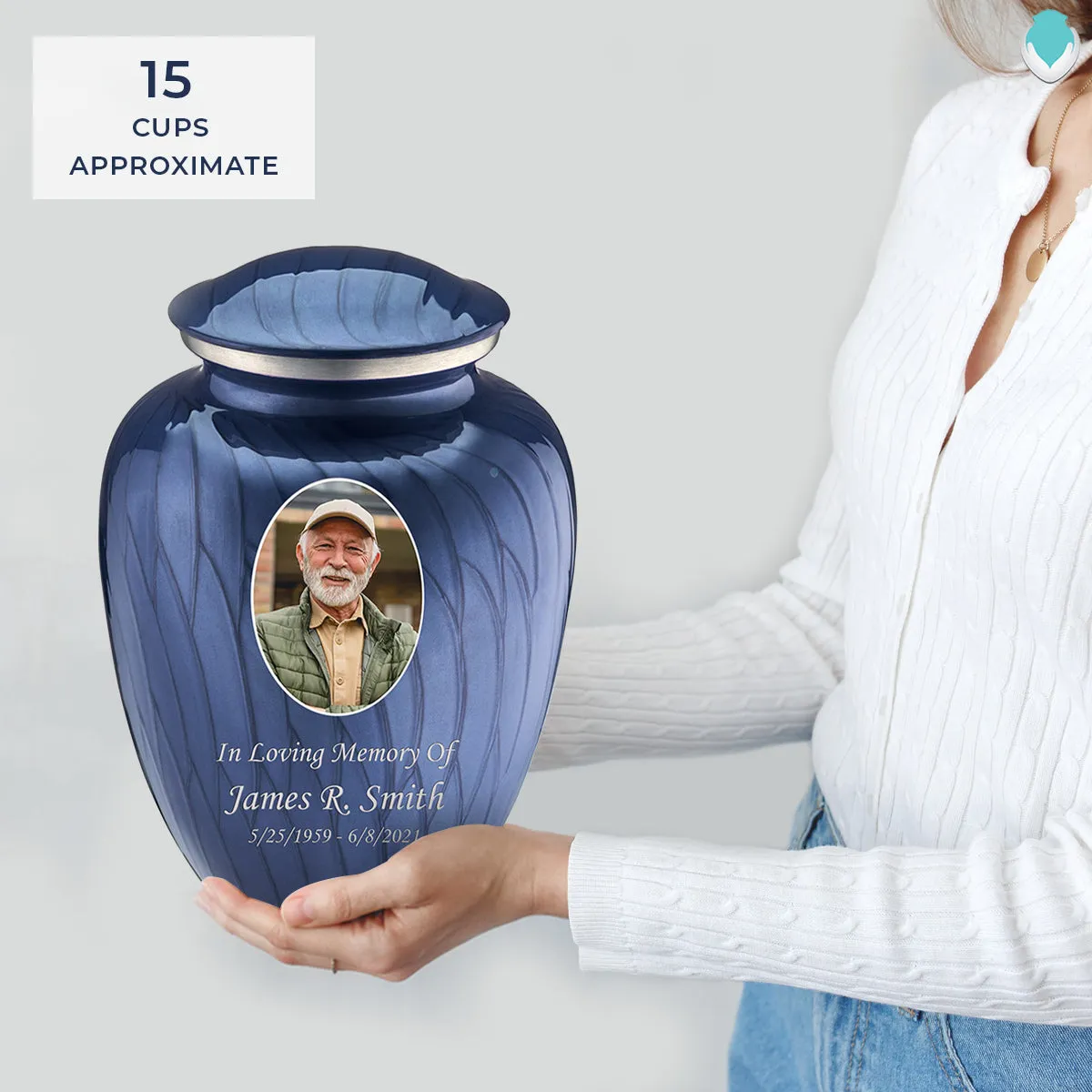 Adult Embrace Pearl Cobalt Blue Portrait Cremation Urn