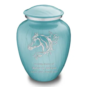 Adult Embrace Pearl Light Blue Horse Cremation Urn