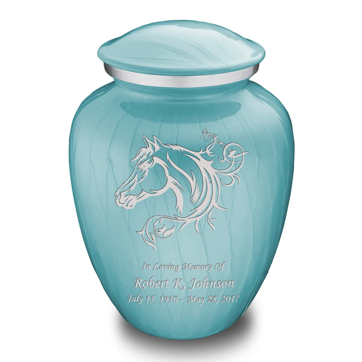 Adult Embrace Pearl Light Blue Horse Cremation Urn
