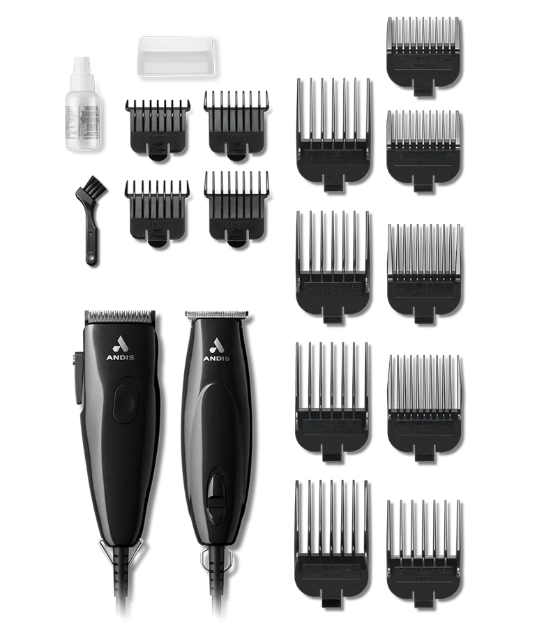 Andis Professional Pivot Motor Combo-  20-Piece Kit- Black