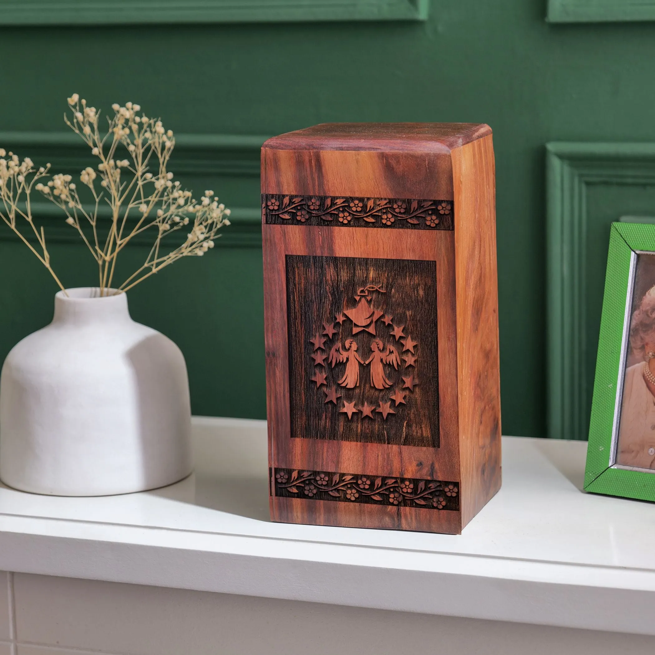 Angel and Wood Urns - Perfect Cremation Keepsake for Mom's Ashes