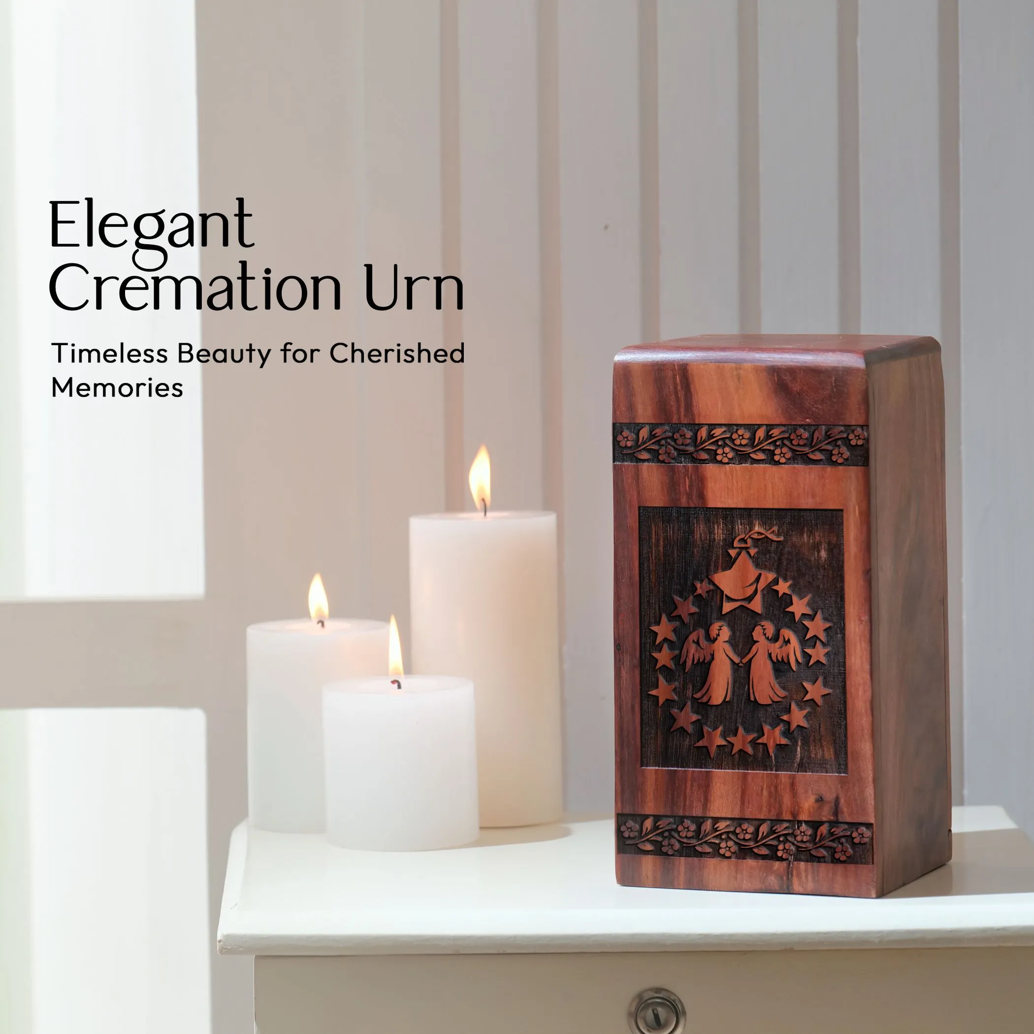 Angel and Wood Urns - Perfect Cremation Keepsake for Mom's Ashes
