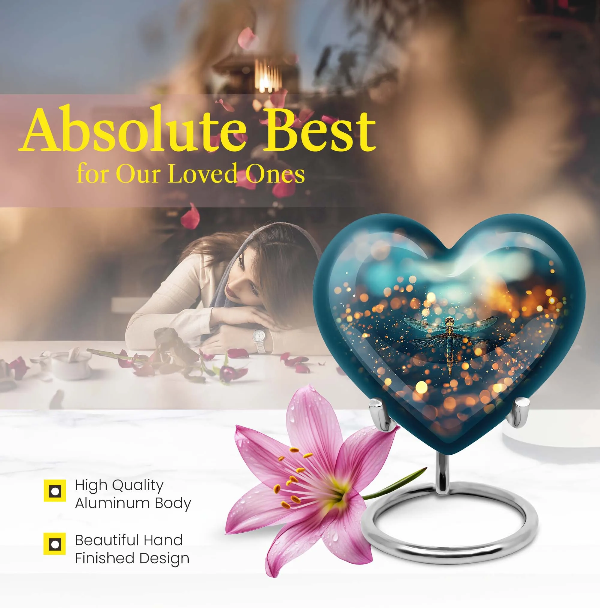 Artistic Dragonfly Tribute: Heartfelt Large Memorial Cremation Urn