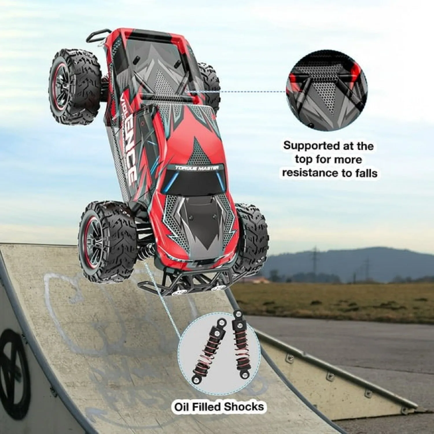 AUOSHI K61 1:16 4WD High Speed 40  km/h off Road RC Vehicle Truck, Red & Black
