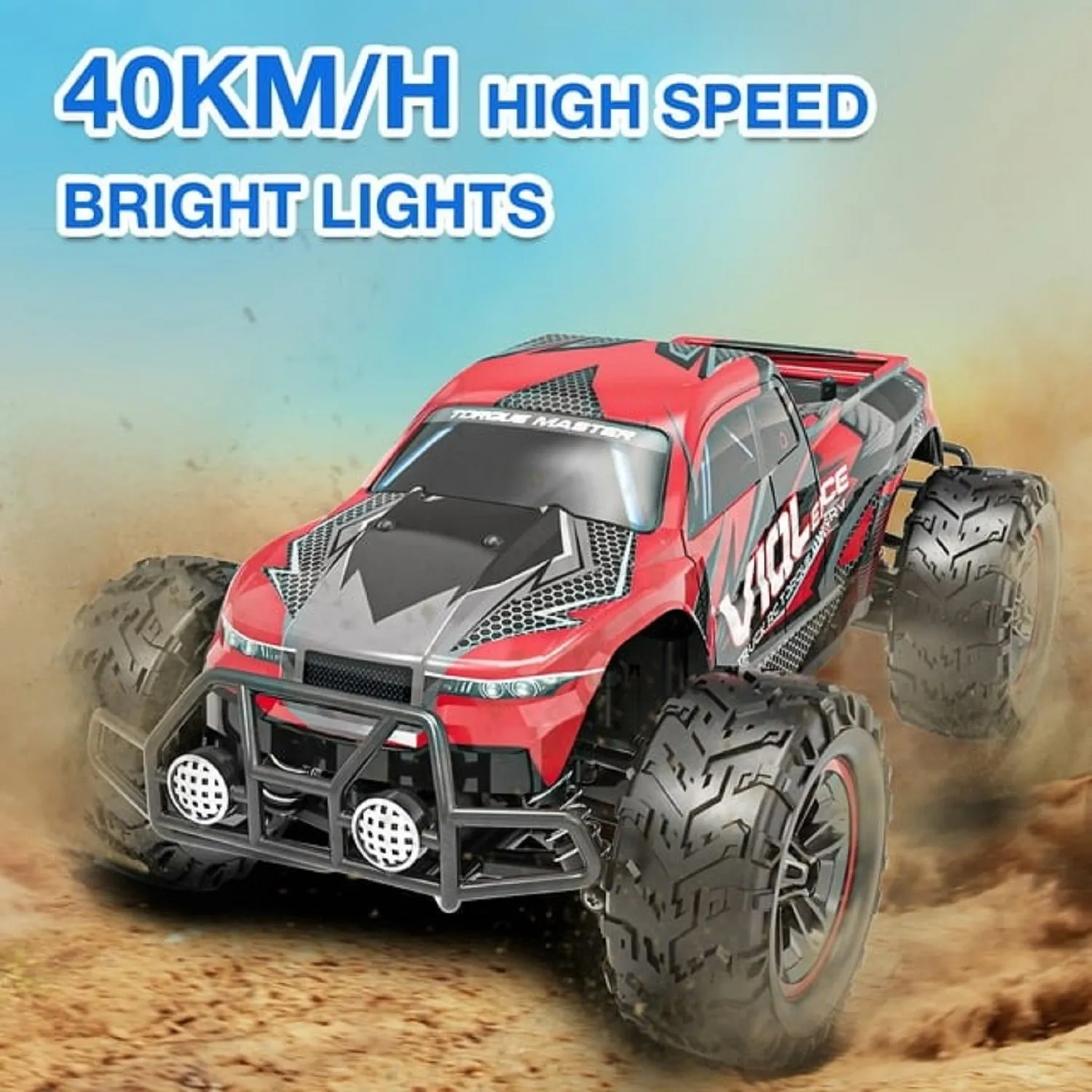 AUOSHI K61 1:16 4WD High Speed 40  km/h off Road RC Vehicle Truck, Red & Black