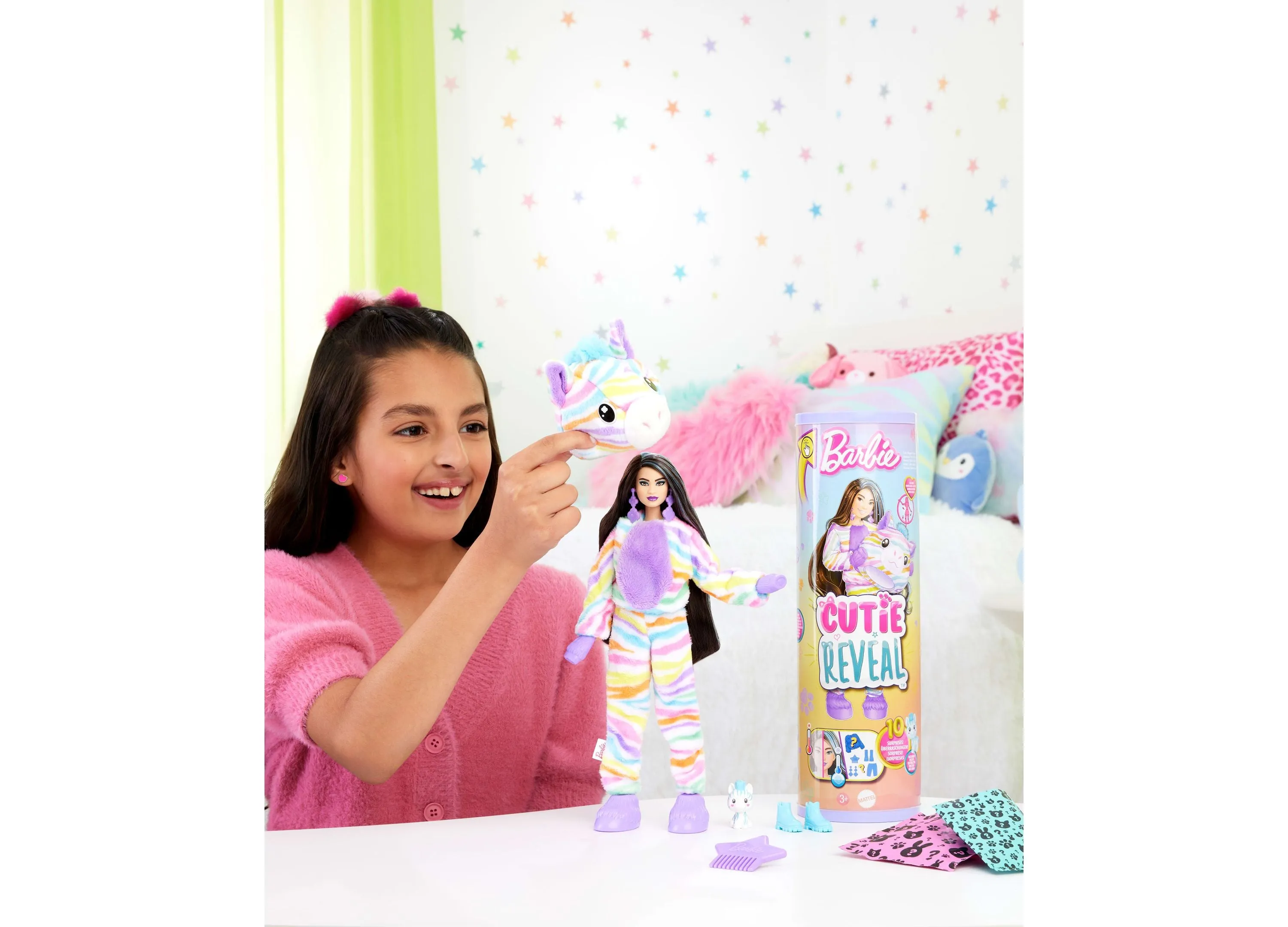 Barbie Cutie Reveal Zebra Doll - Color Dream Series with 10 Surprises