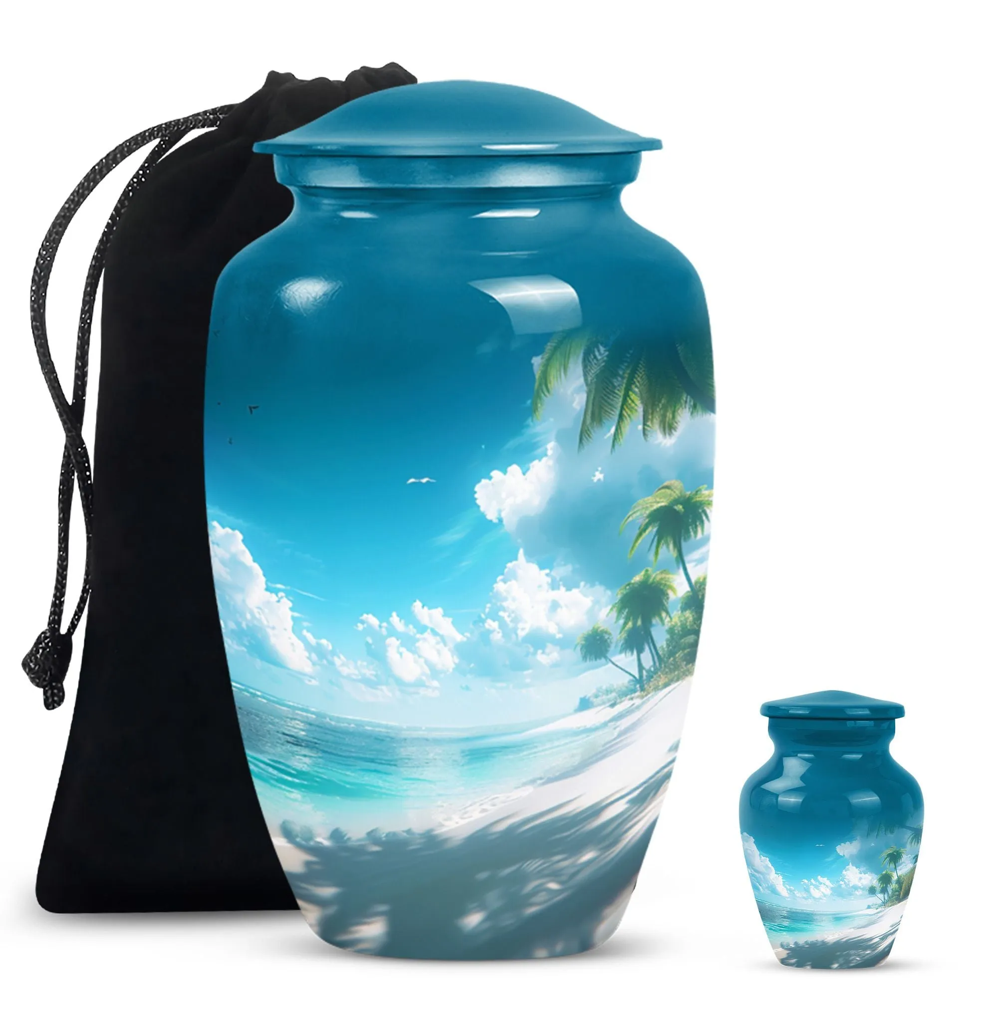 Beach Theme Urn Memorial Masterpiece - Ocean Beach Urn For Ashes