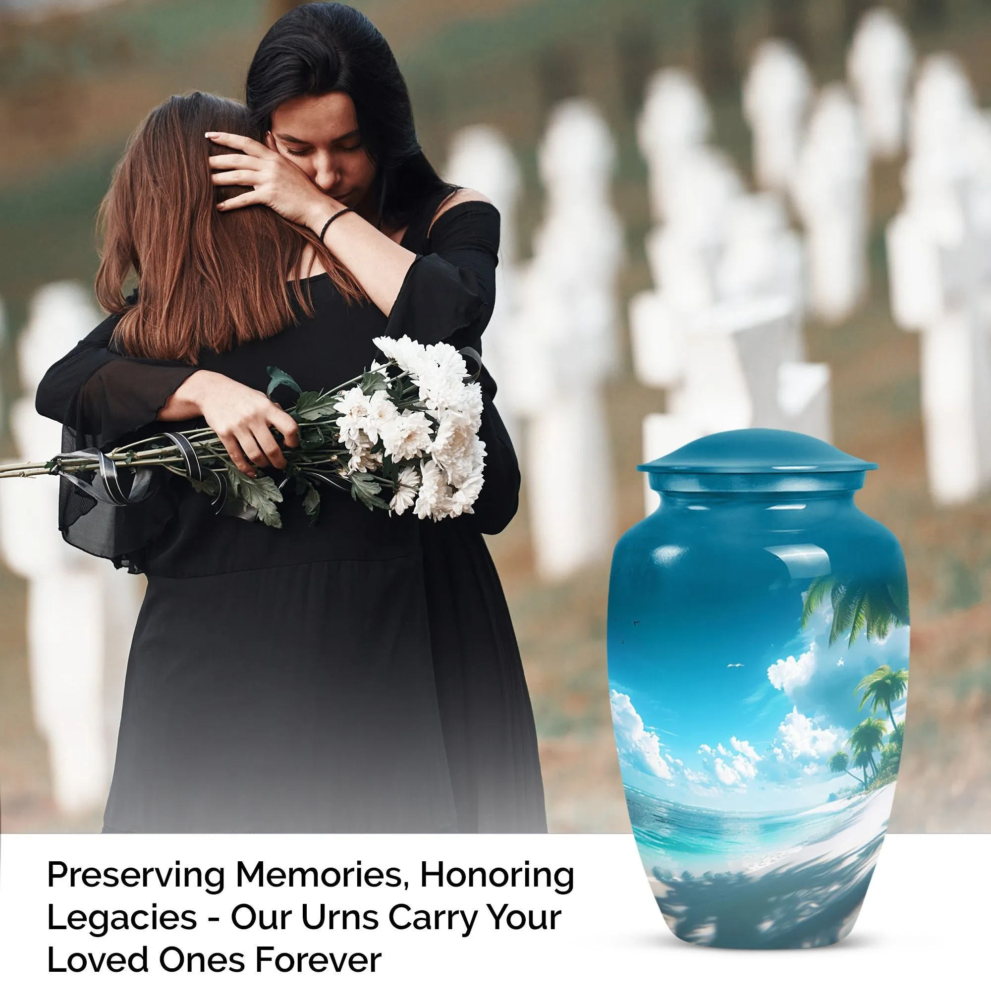 Beach Theme Urn Memorial Masterpiece - Ocean Beach Urn For Ashes