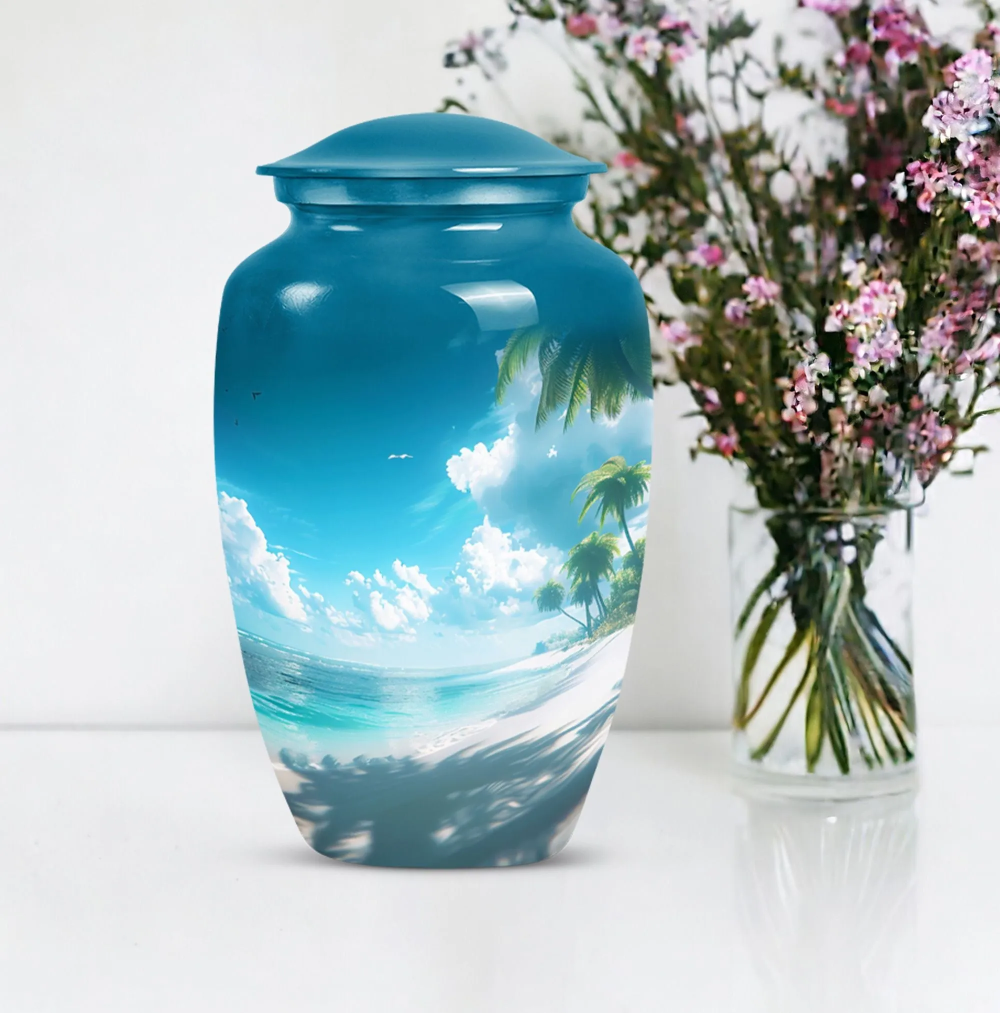 Beach Theme Urn Memorial Masterpiece - Ocean Beach Urn For Ashes