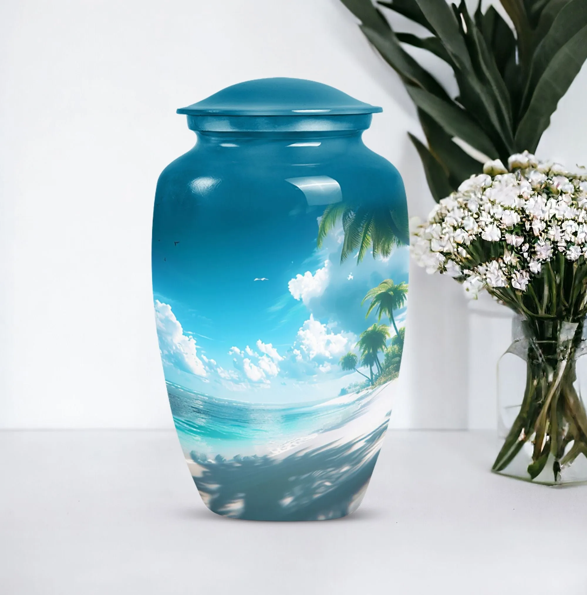 Beach Theme Urn Memorial Masterpiece - Ocean Beach Urn For Ashes