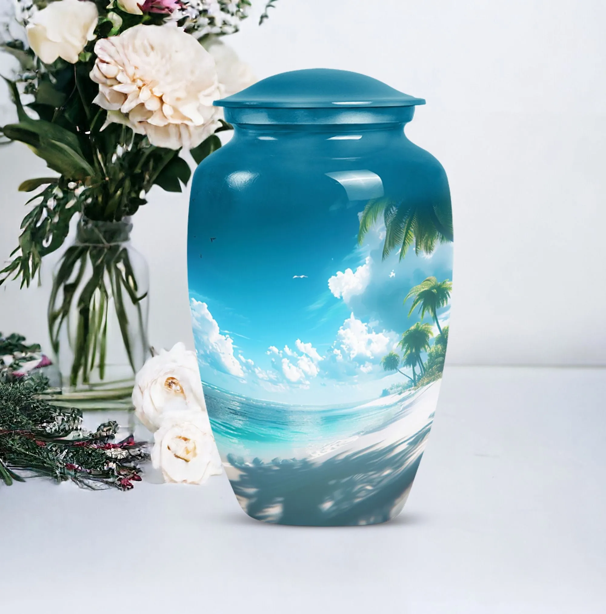Beach Theme Urn Memorial Masterpiece - Ocean Beach Urn For Ashes