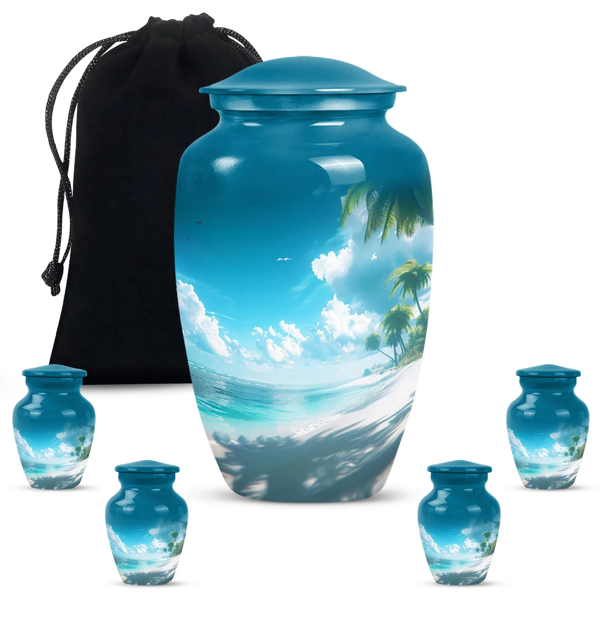 Beach Theme Urn Memorial Masterpiece - Ocean Beach Urn For Ashes