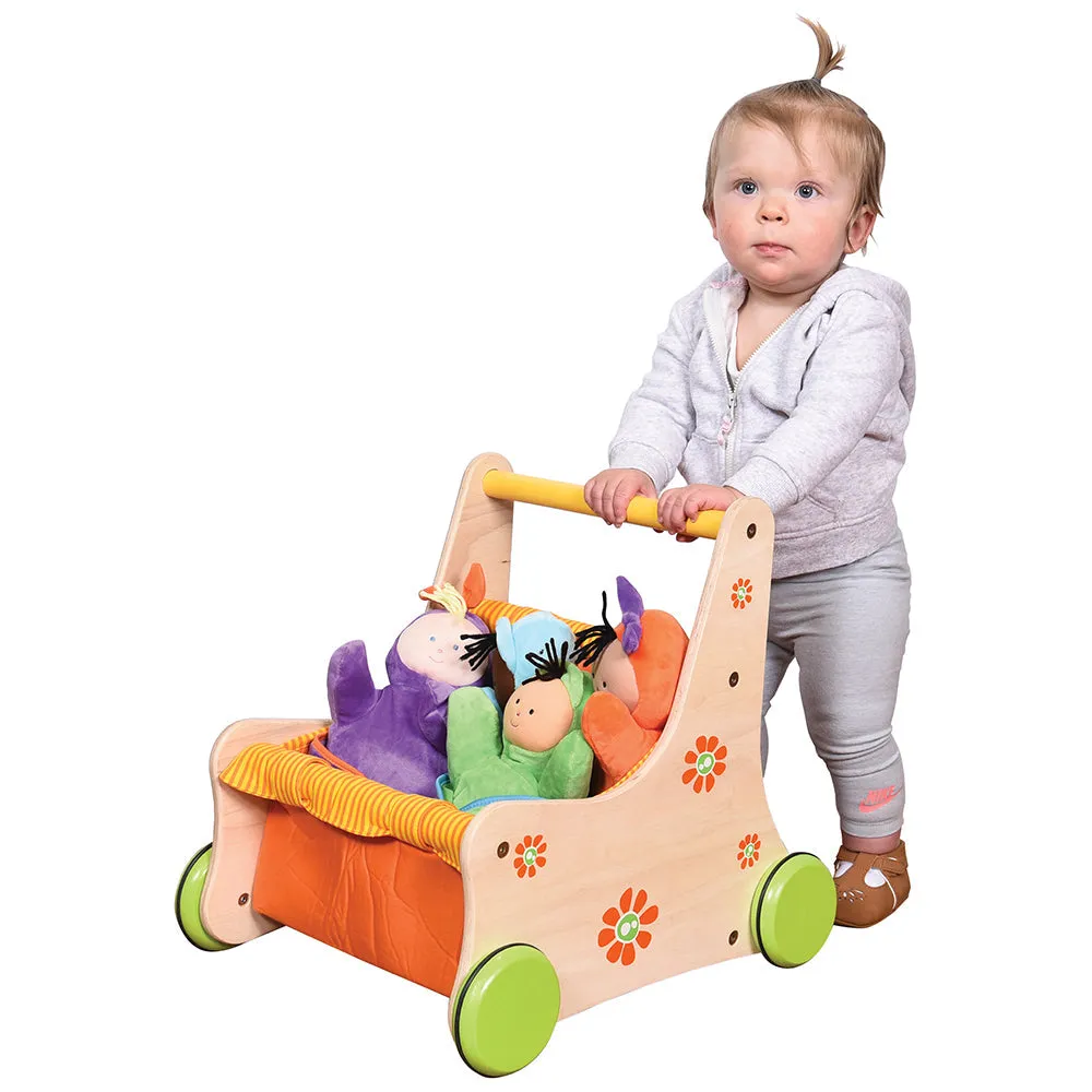 Beginner's Wooden Push Buggy with Safe Storage for Ages 12 Months 