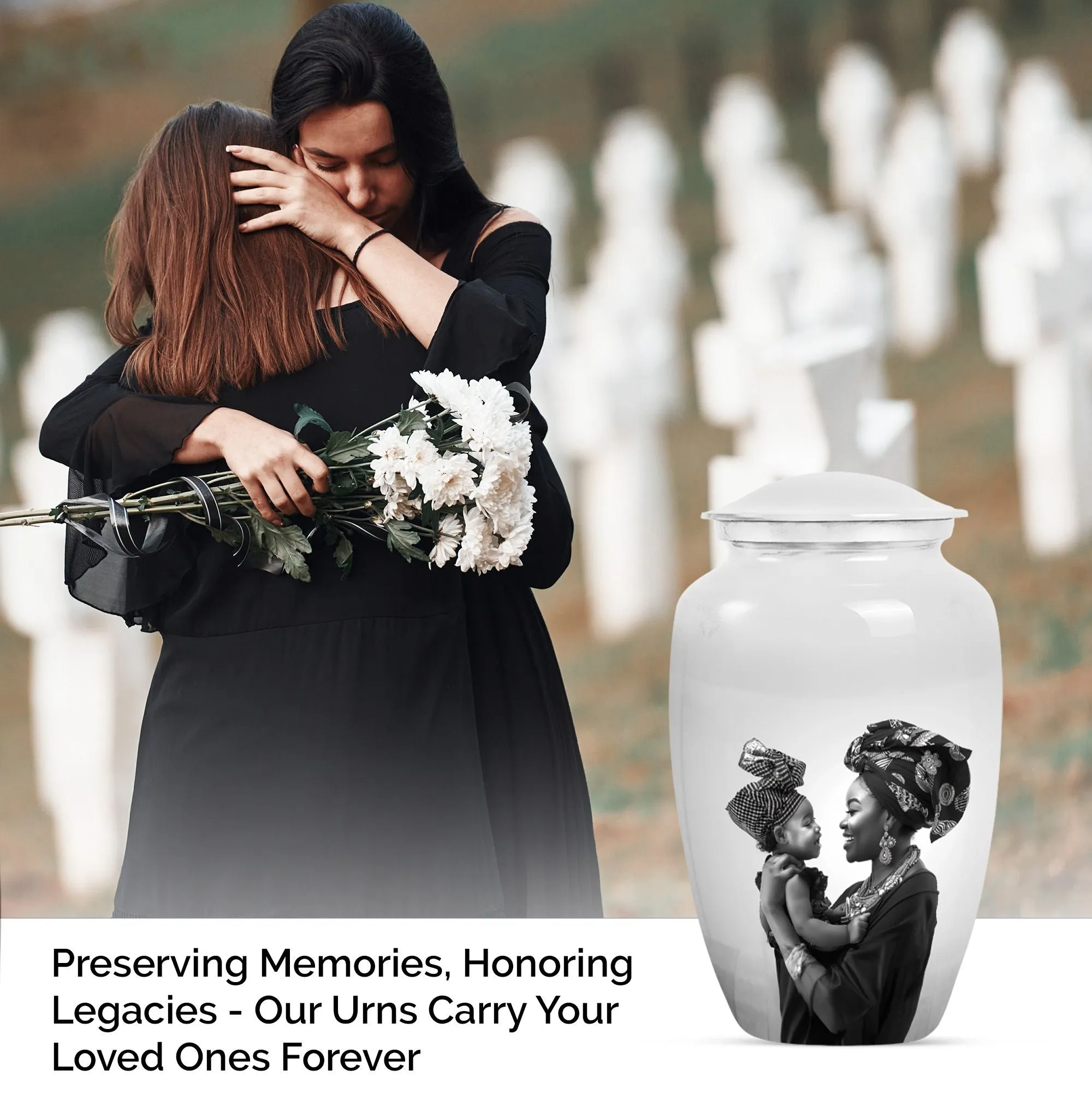 Beloved Mother's Embrace - Cremation Memorial Urn for Ashes