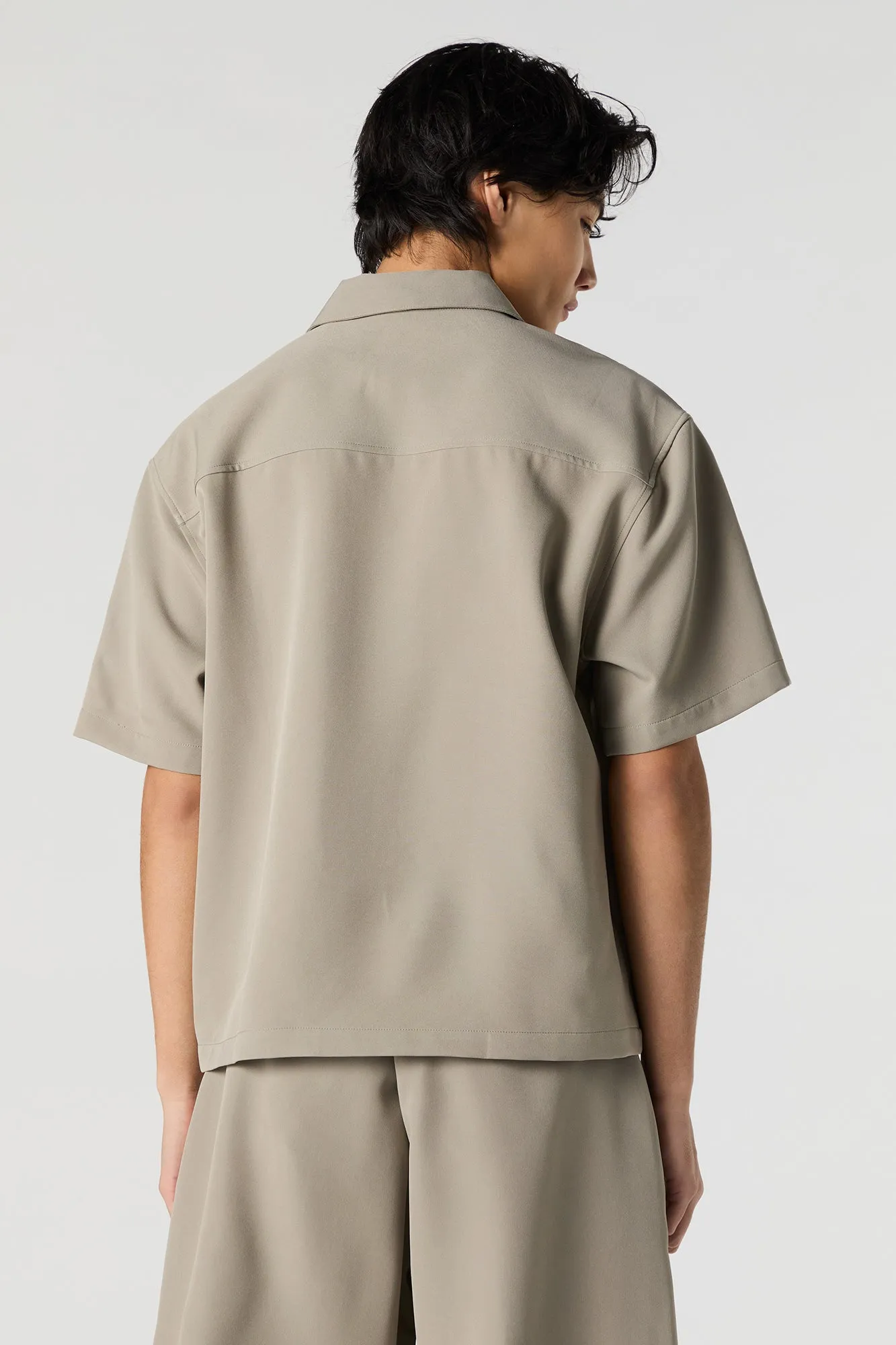 Boxy Button-Up Short Sleeve Top