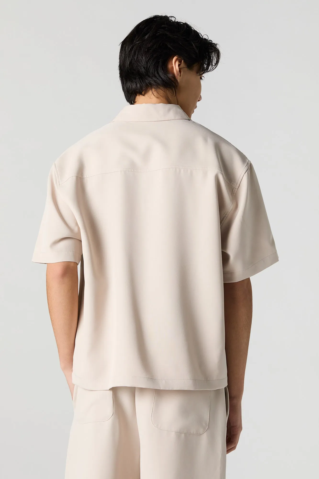 Boxy Button-Up Short Sleeve Top