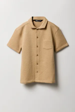 Boys Textured Button-Up Top