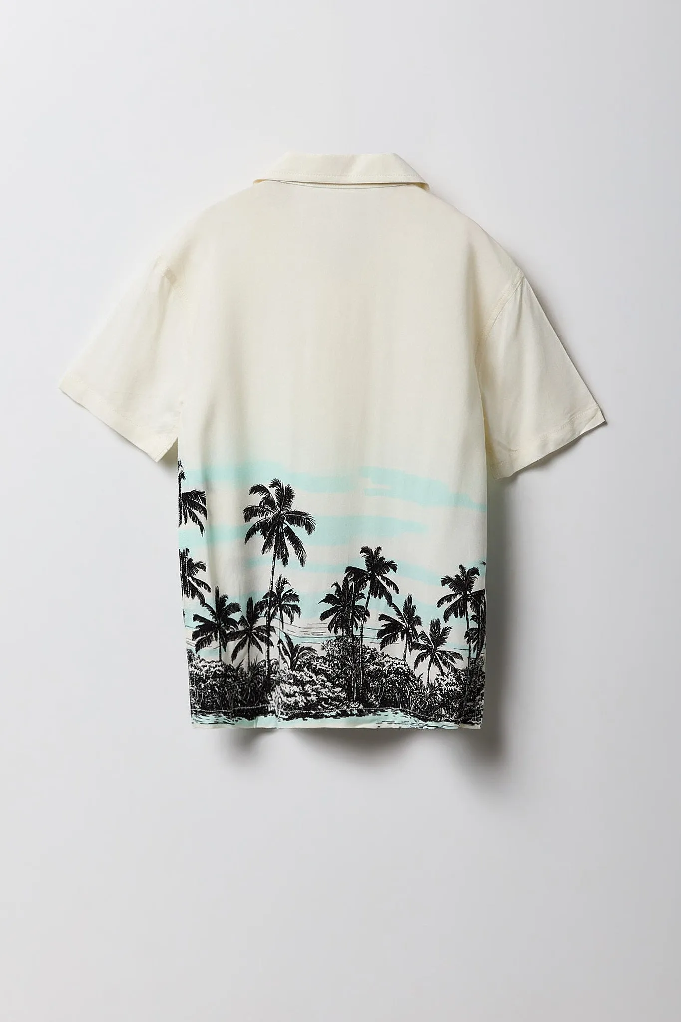 Boys Tropical Print Button-Up Top