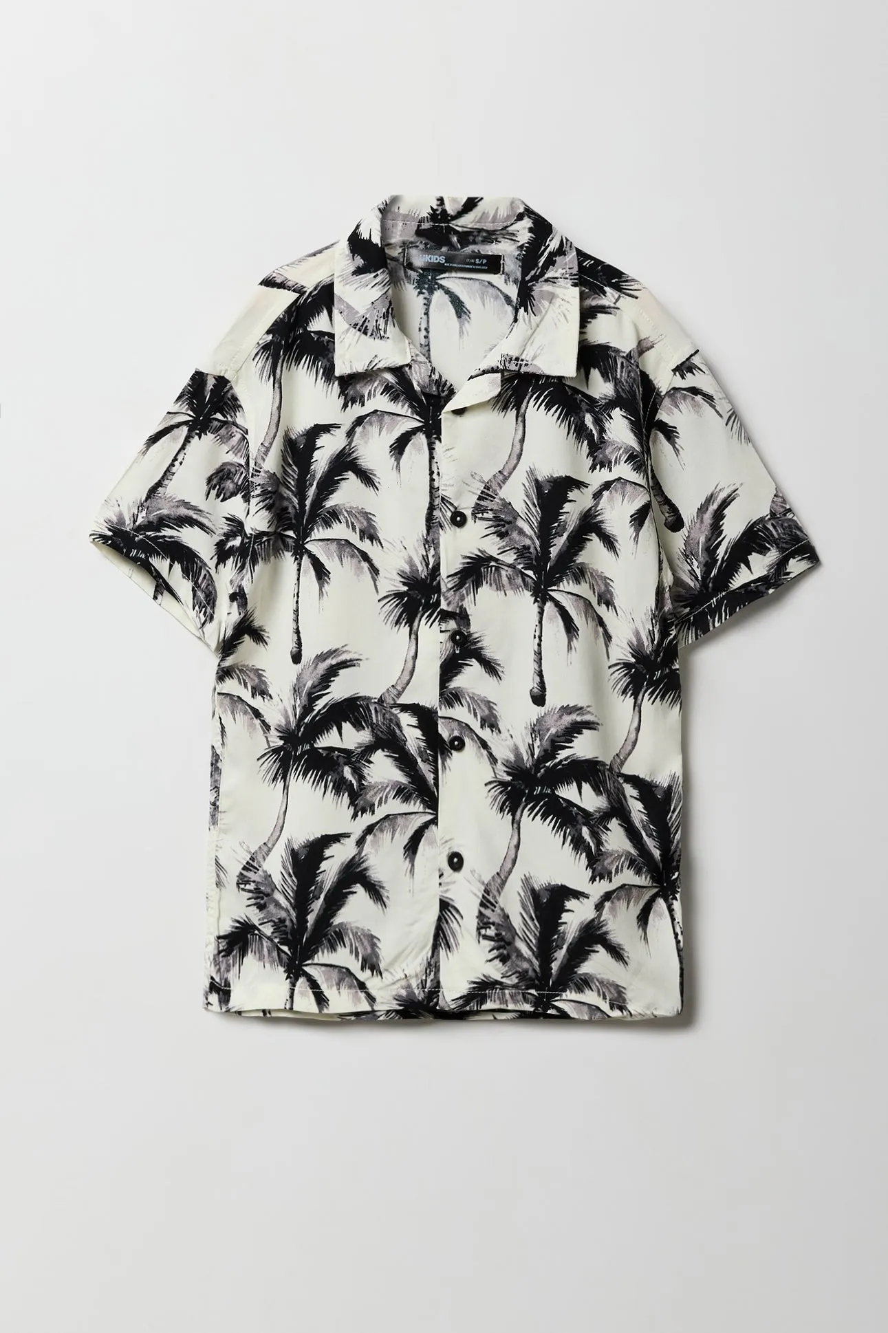 Boys Tropical Print Button-Up Top