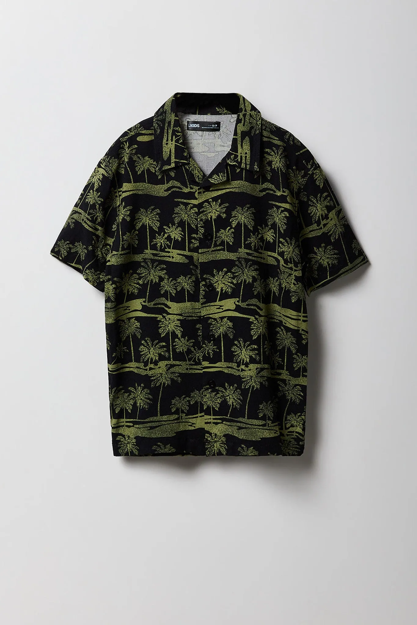 Boys Tropical Print Button-Up Top