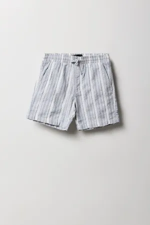 Boys Woven Textured Striped Short