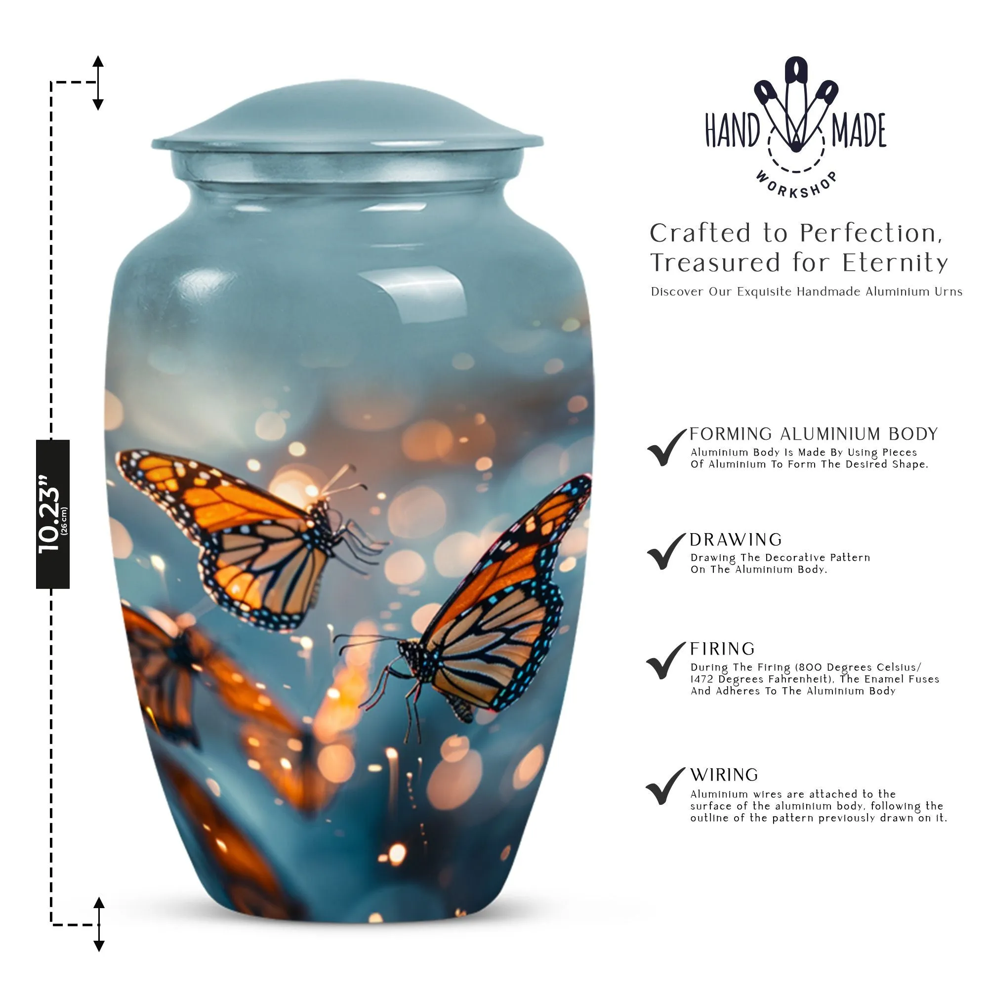 Butterfly Ascendance: Abstract-Themed Large Memorial Human Urn