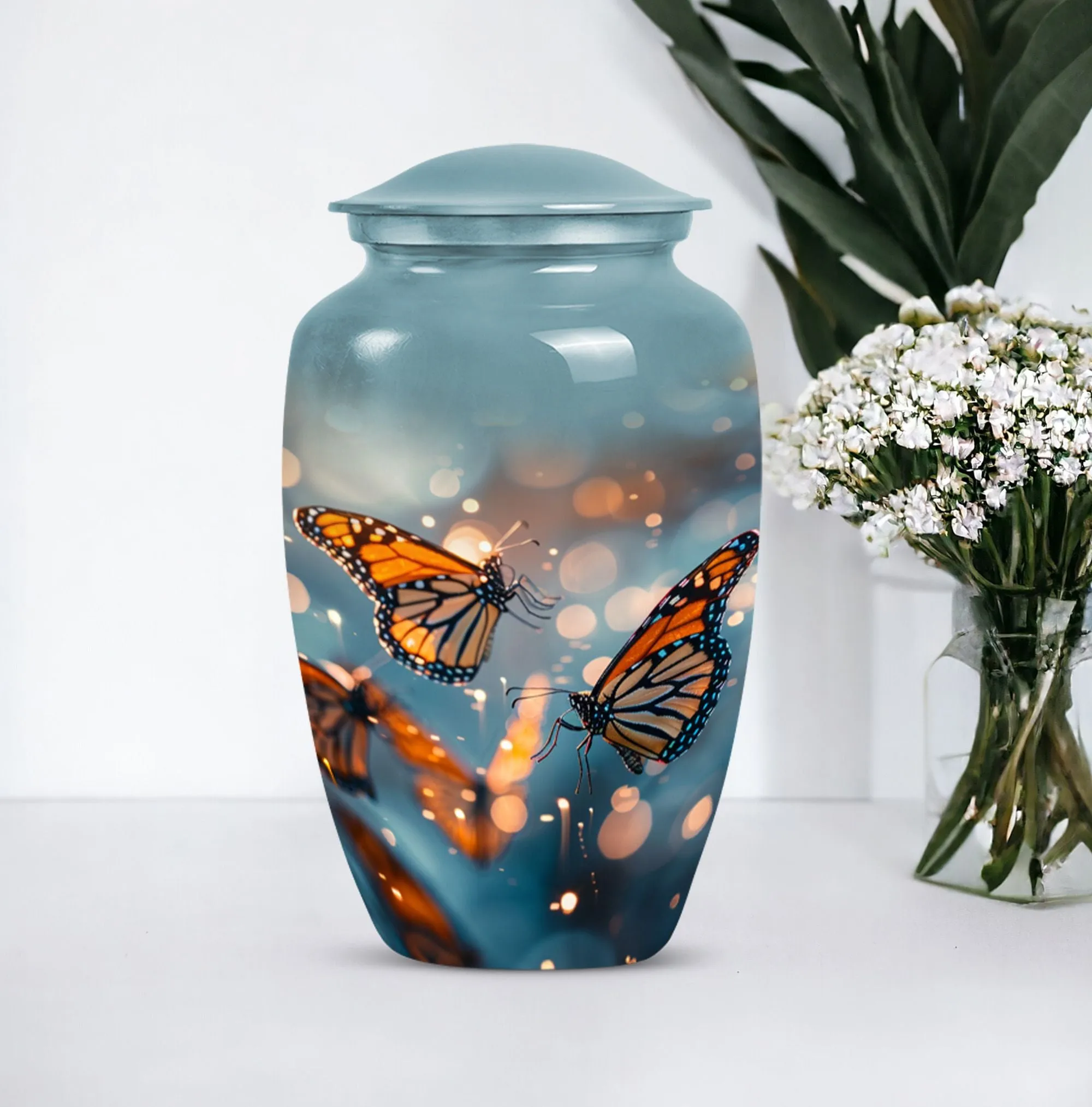 Butterfly Ascendance: Abstract-Themed Large Memorial Human Urn