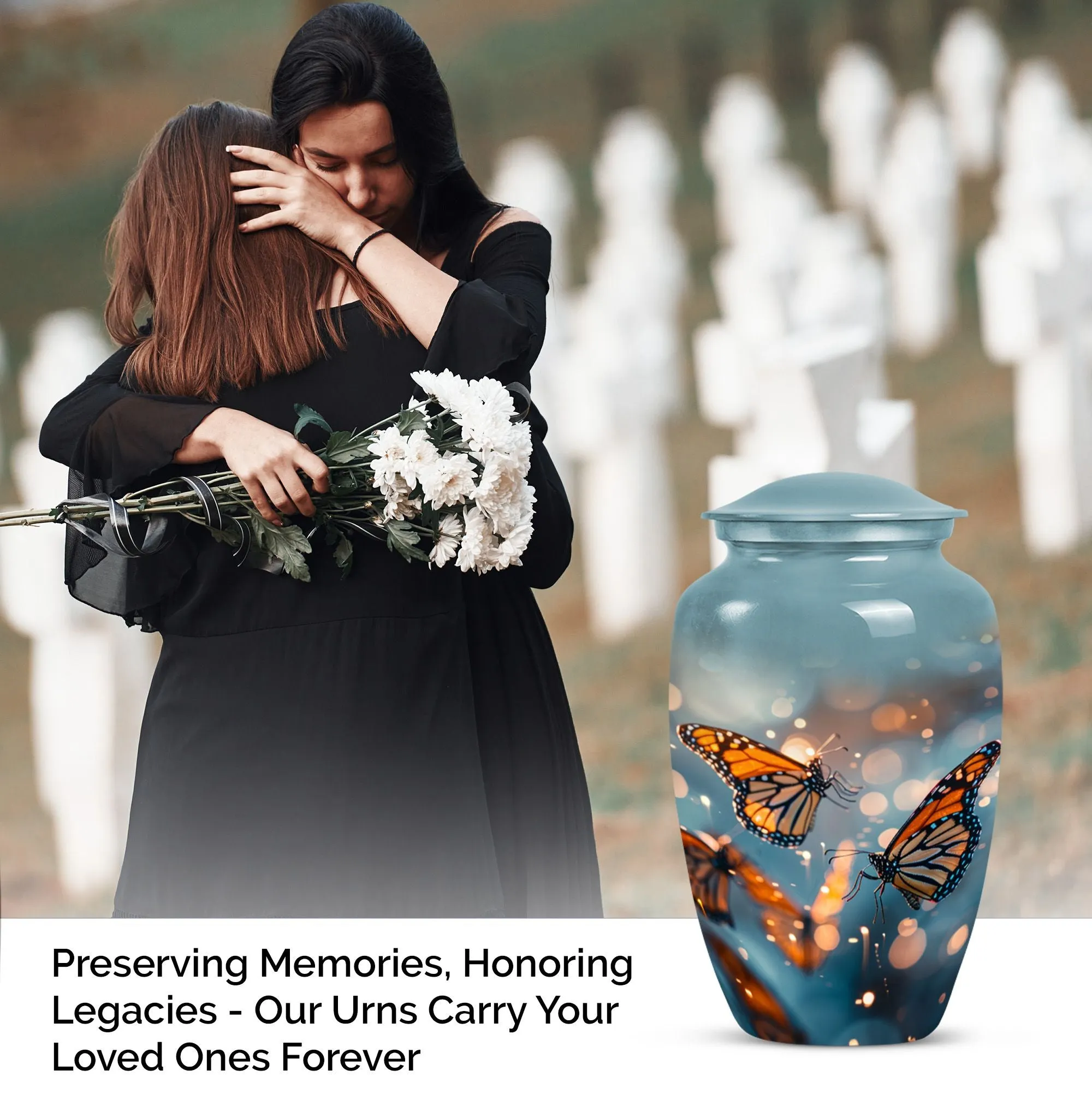 Butterfly Ascendance: Abstract-Themed Large Memorial Human Urn