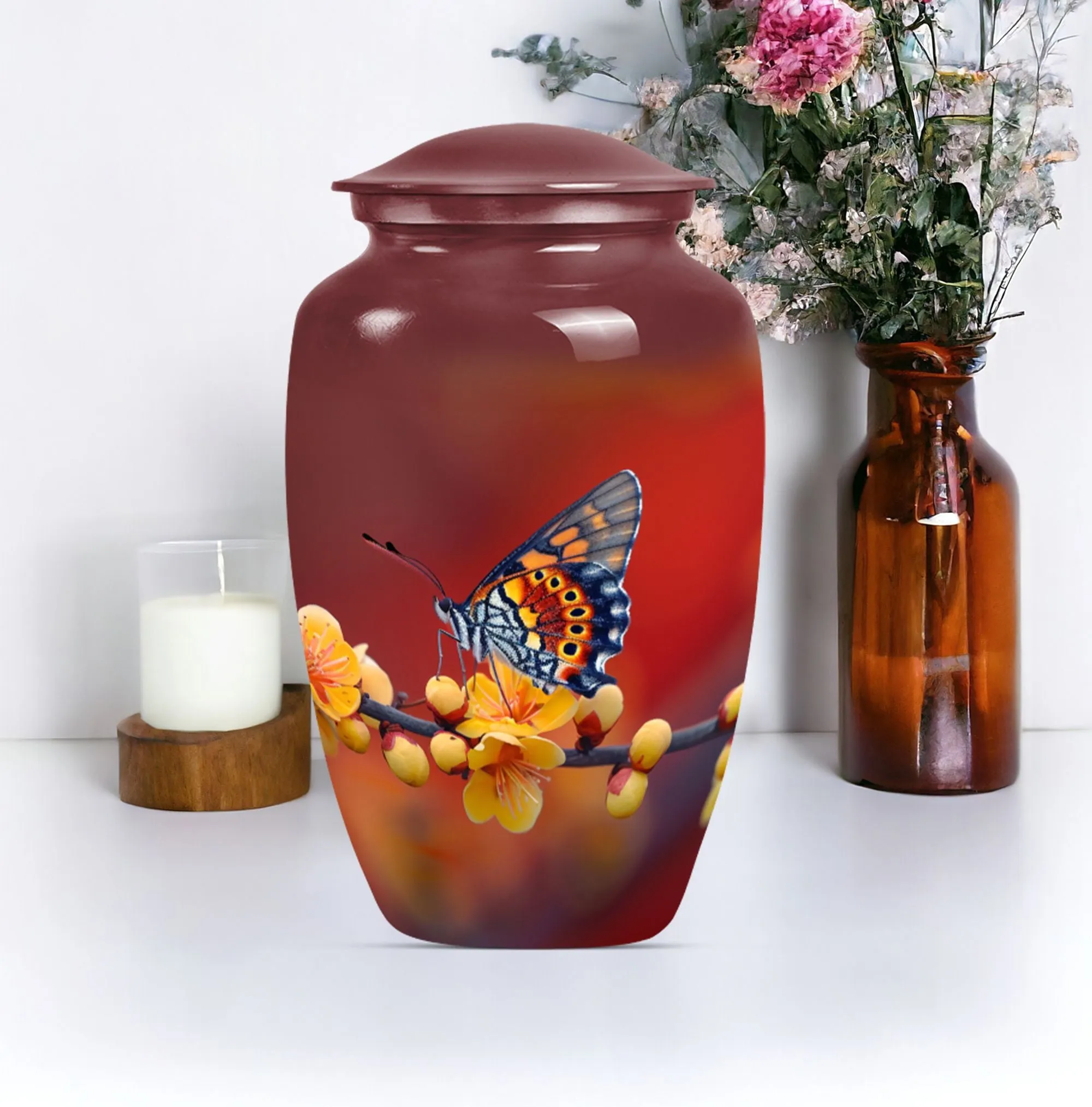 Butterfly Blossom Tribute: Cremation Urn for Human Ashes