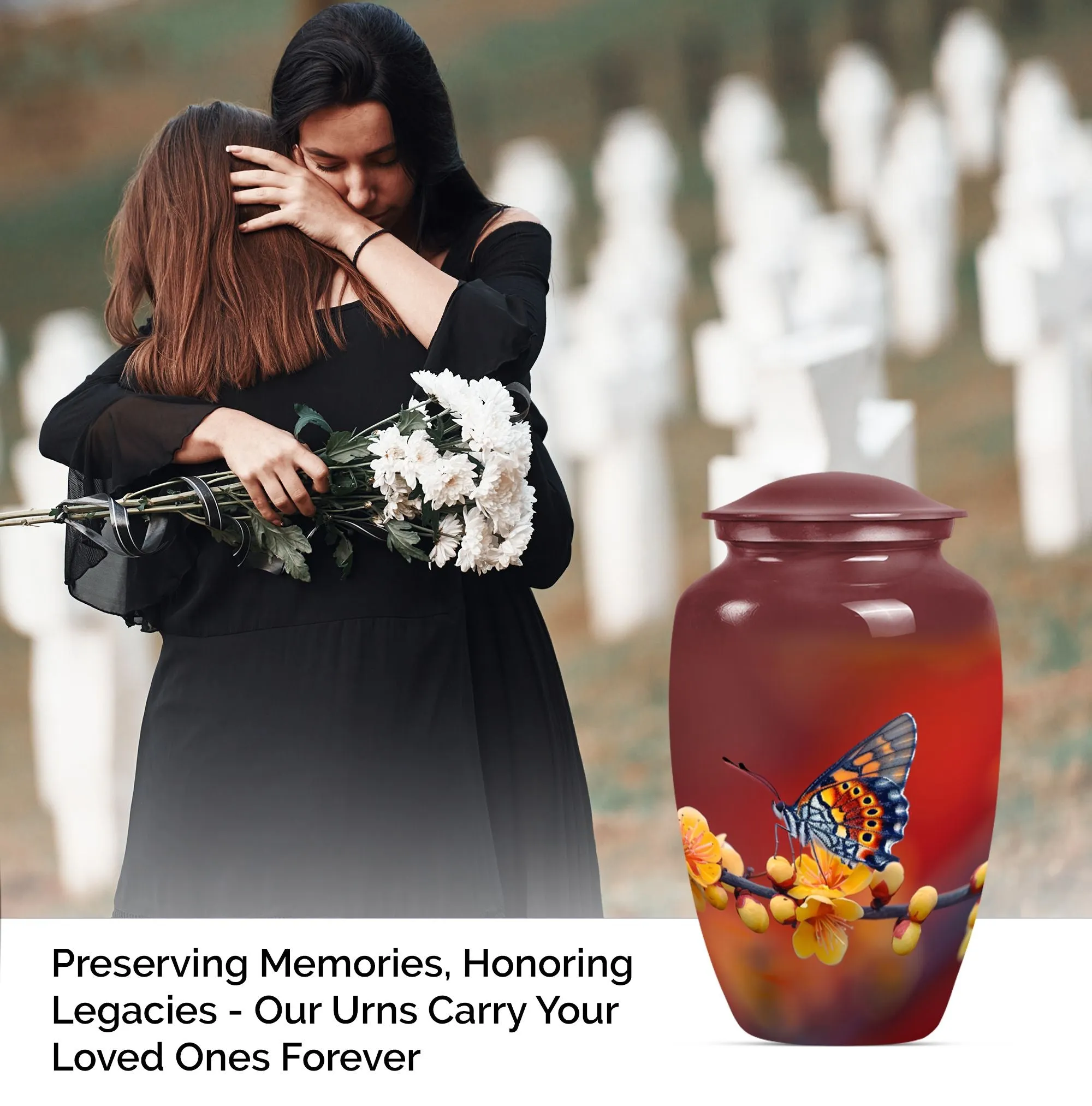 Butterfly Blossom Tribute: Cremation Urn for Human Ashes