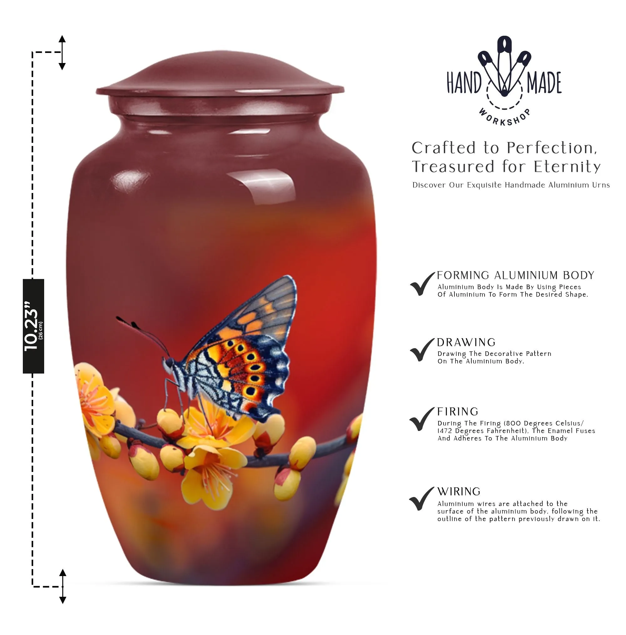 Butterfly Blossom Tribute: Cremation Urn for Human Ashes