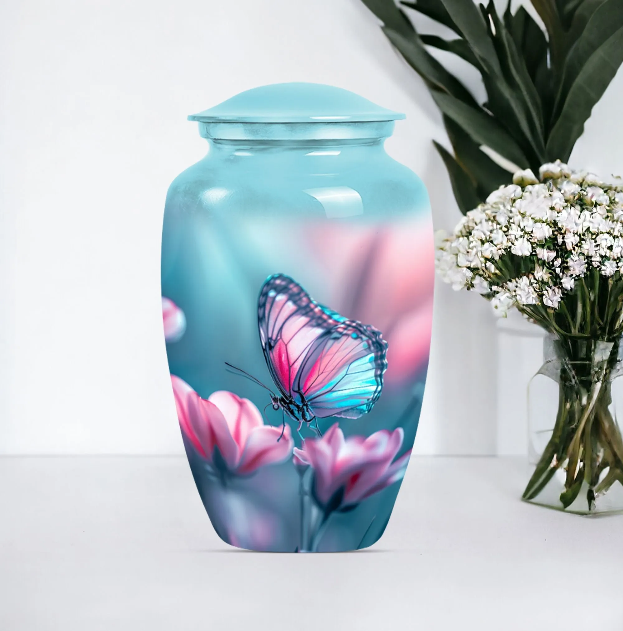 Butterfly Embrace: Tranquil Funeral Burial Urn for Human Ashes