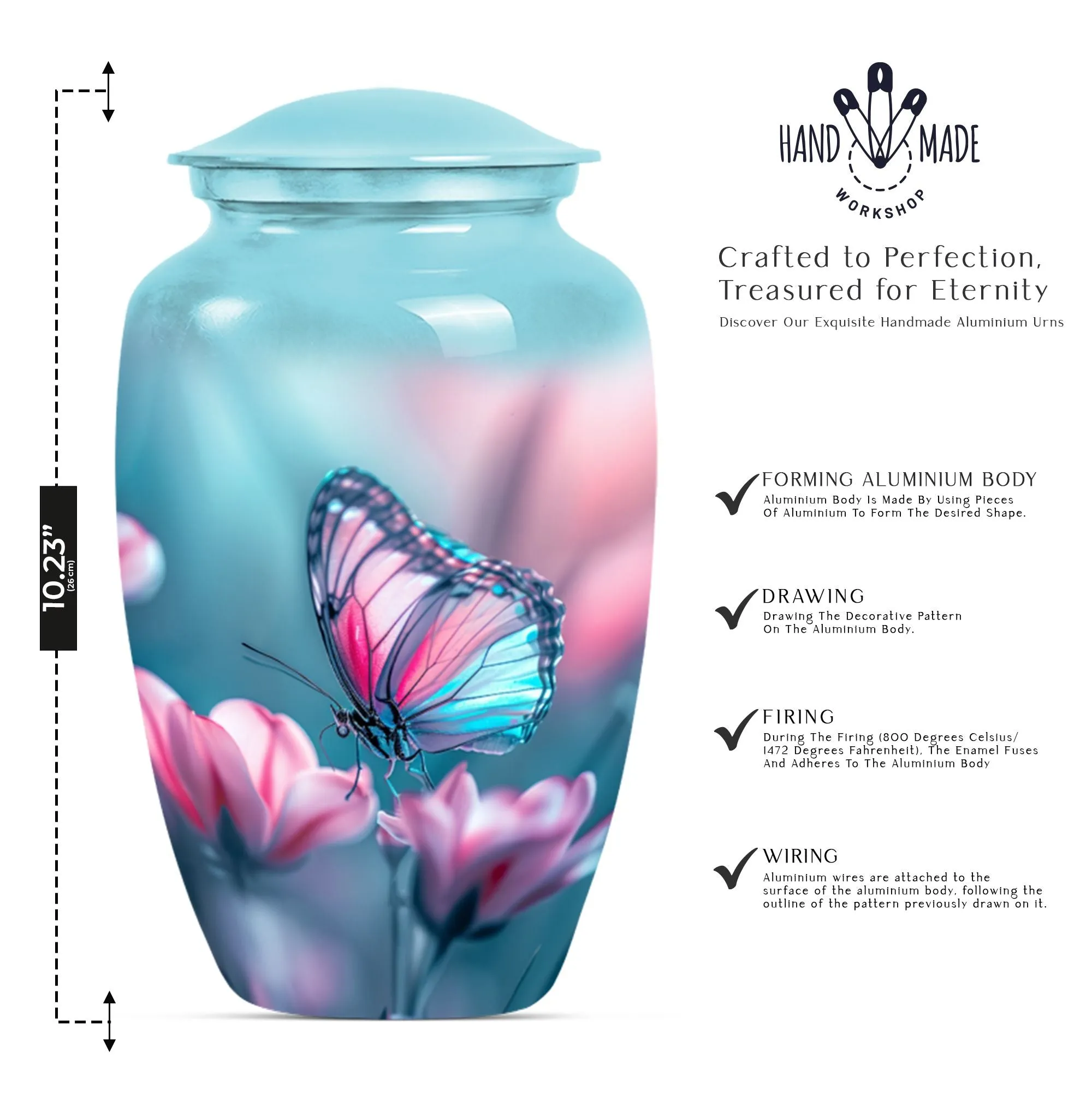 Butterfly Embrace: Tranquil Funeral Burial Urn for Human Ashes