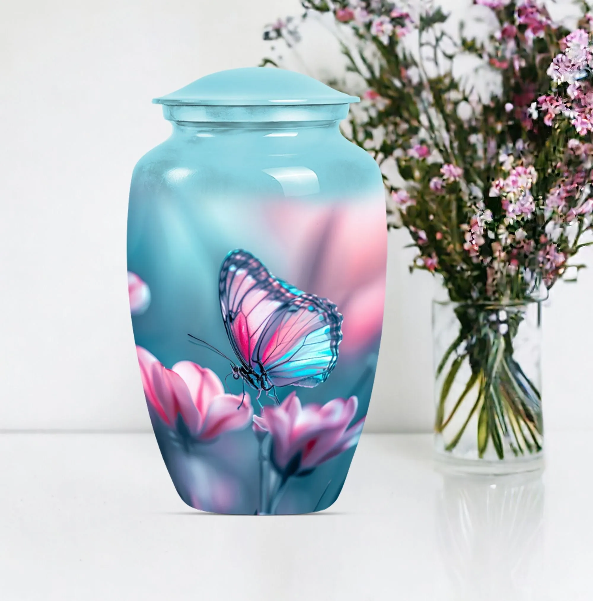 Butterfly Embrace: Tranquil Funeral Burial Urn for Human Ashes